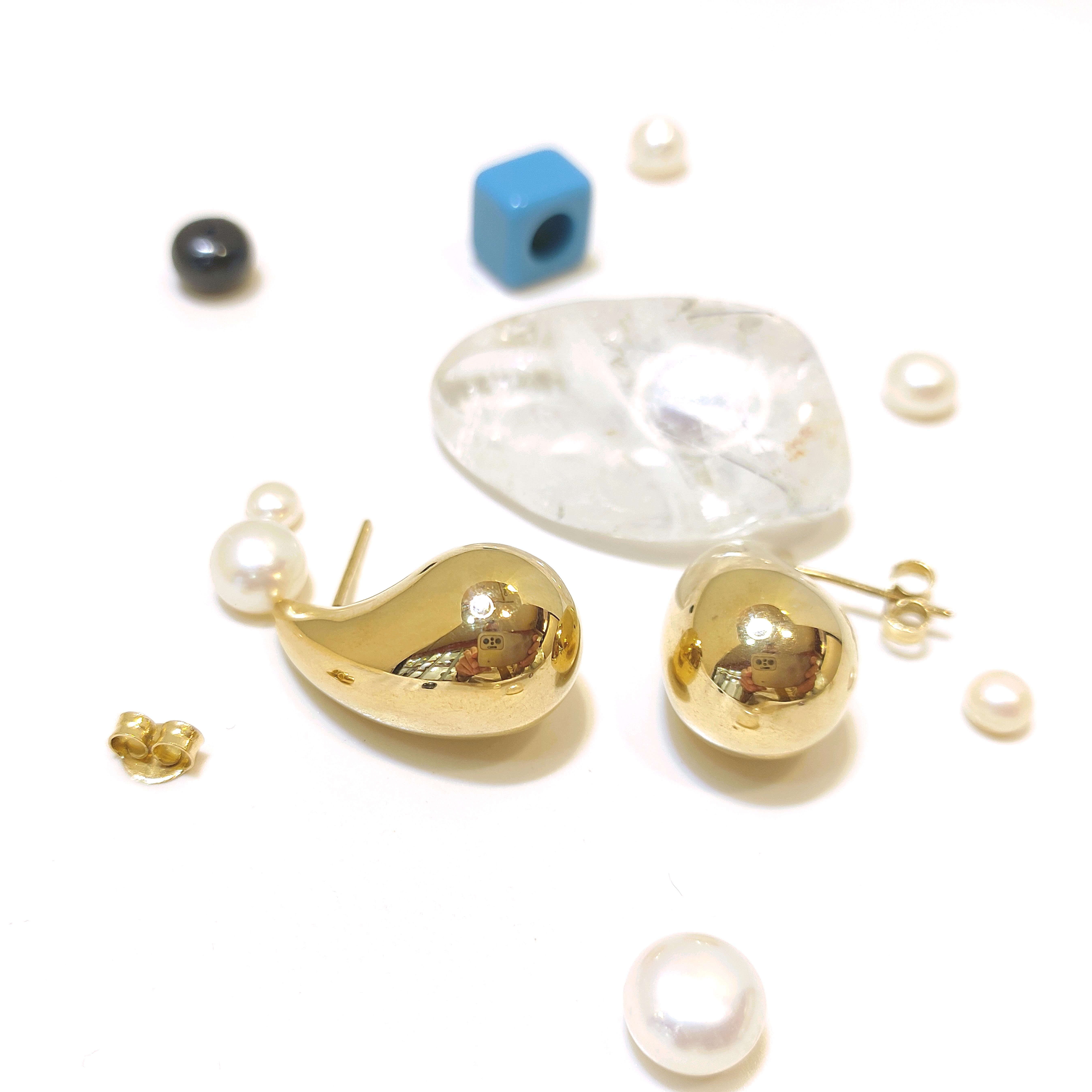 23mm Damla Vidalı Küpe 14 Ayar Altın 