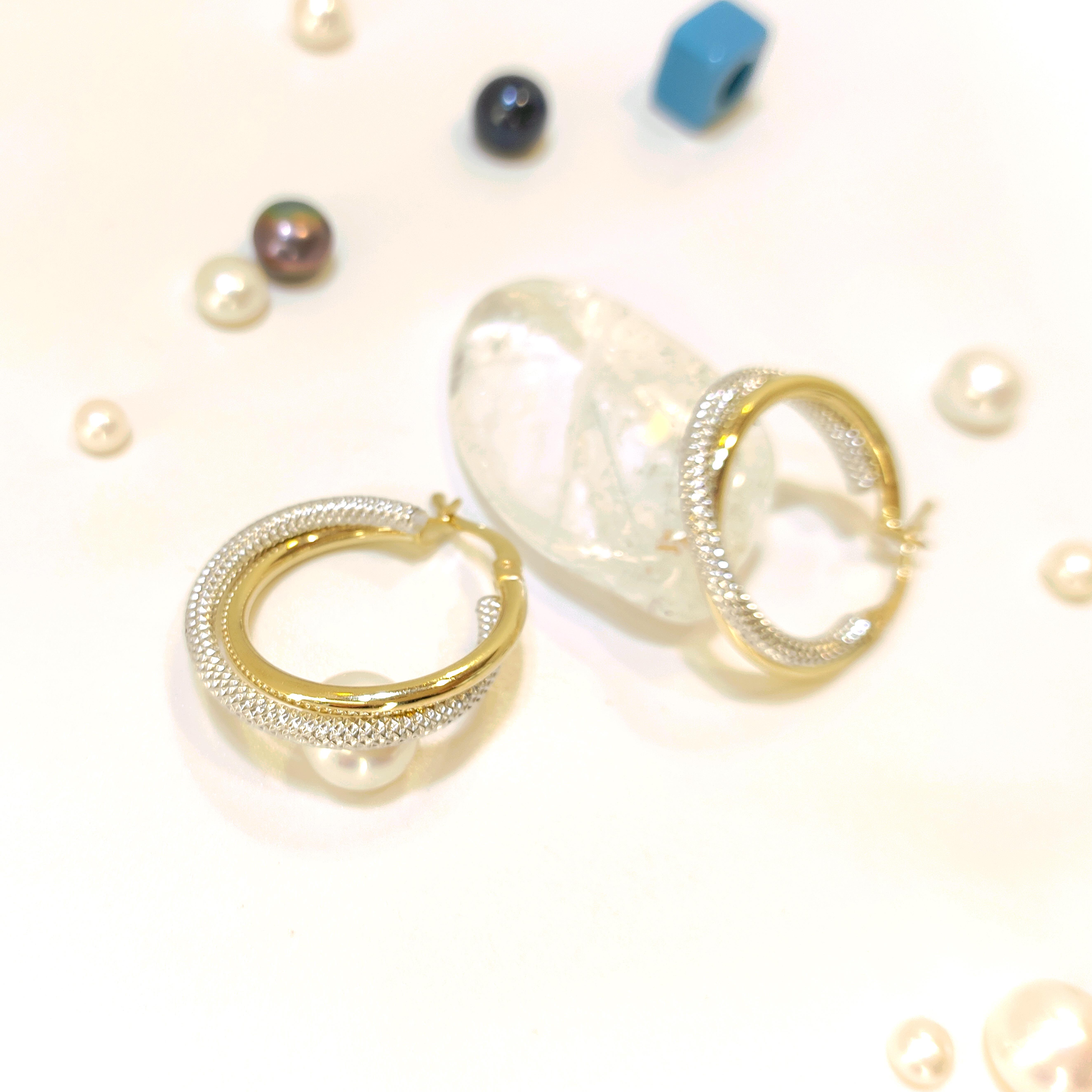 23mm İkili Halka Küpe 14 Ayar Altın 