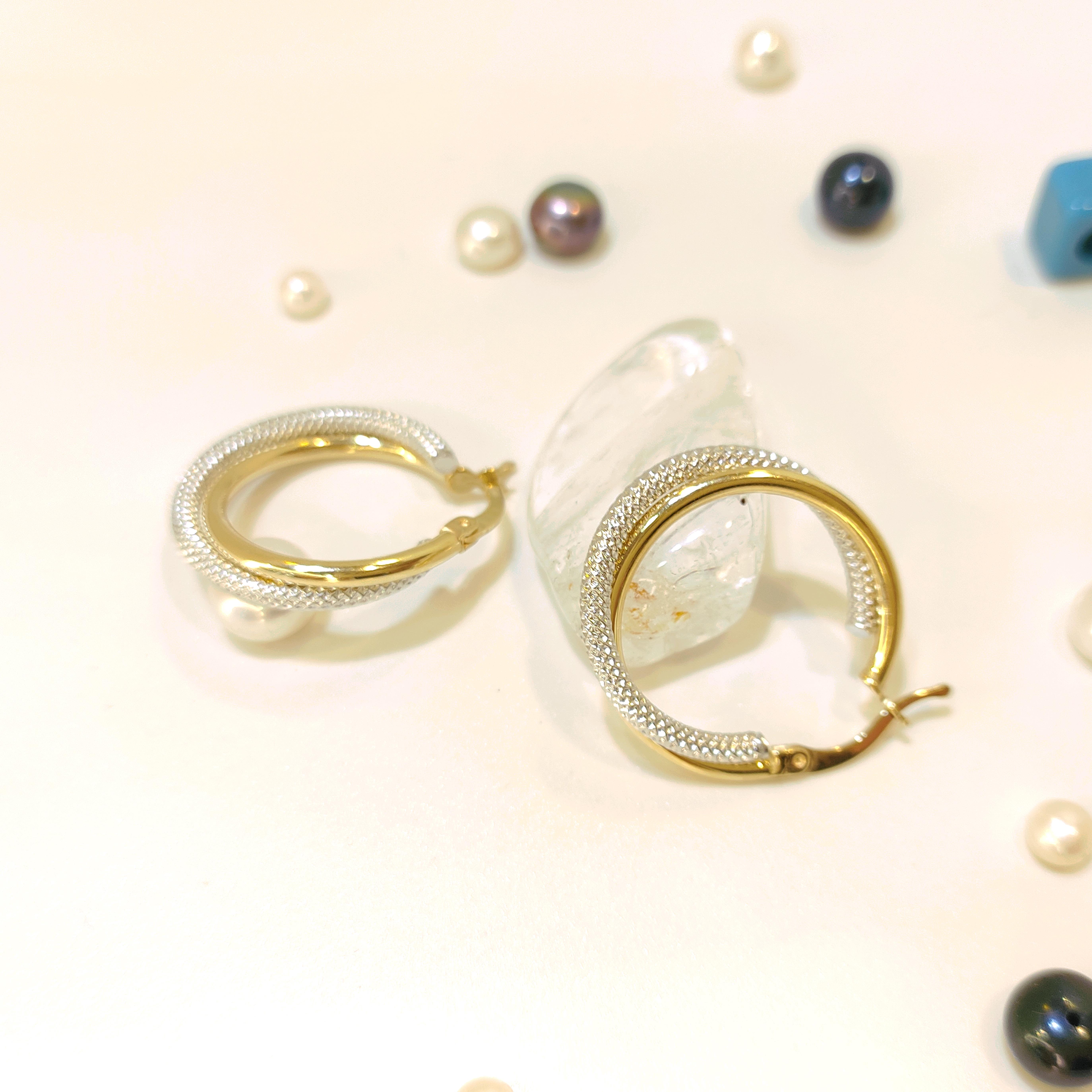 23mm İkili Halka Küpe 14 Ayar Altın 