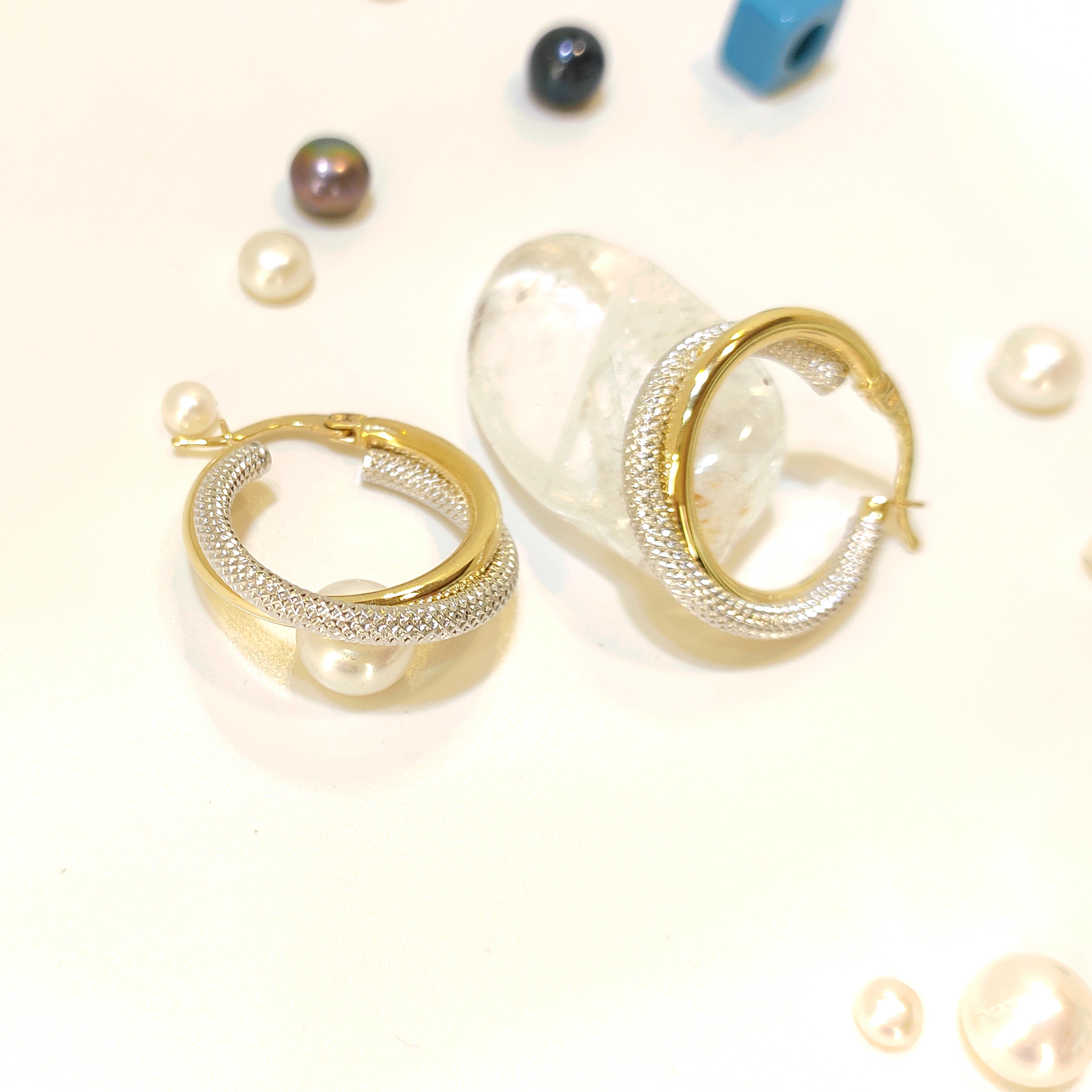 24mm İkili Burgu Halka Küpe 14 Ayar Altın 