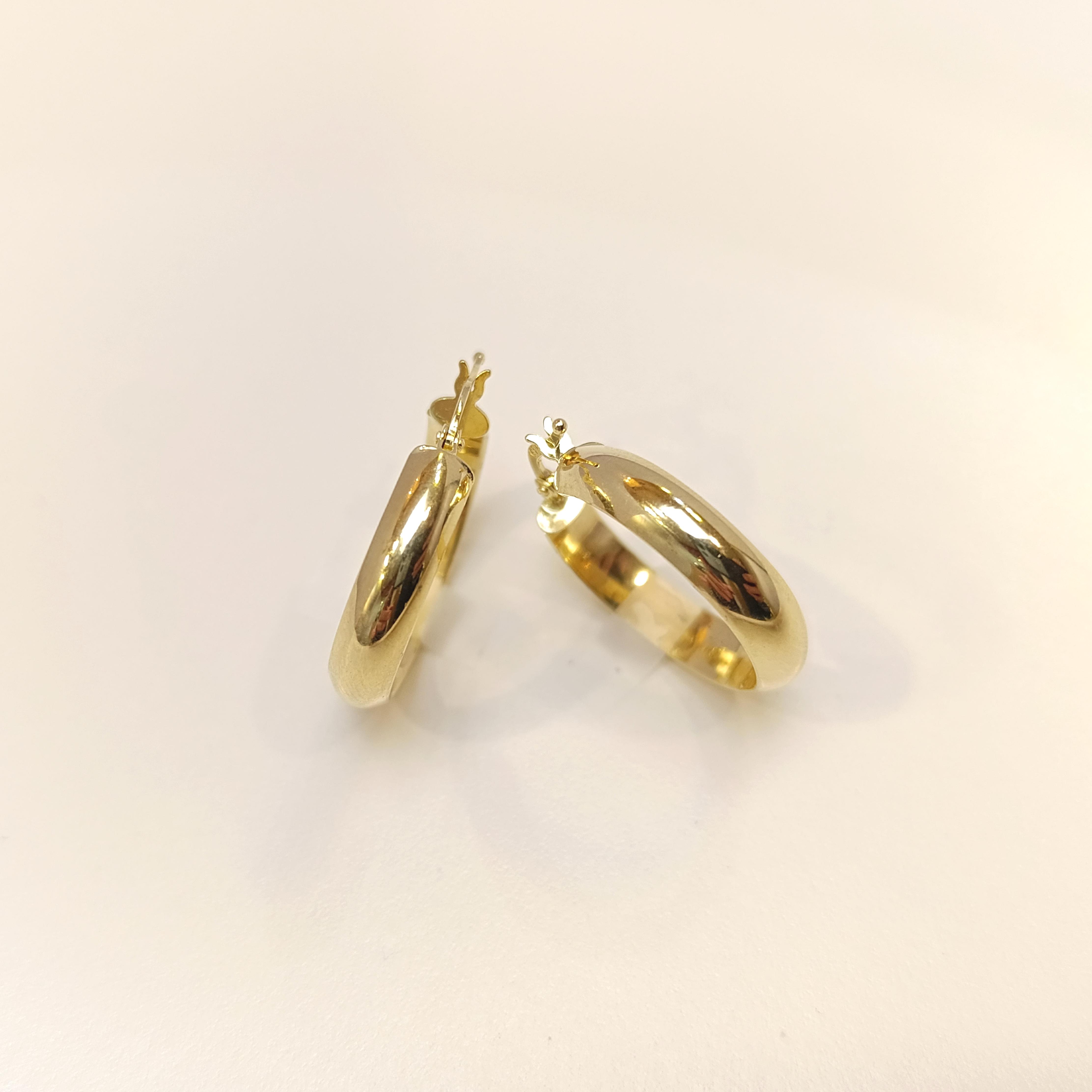 25.3mm Klasik Halka Küpe 14 Ayar Altın HD VİDEOLU