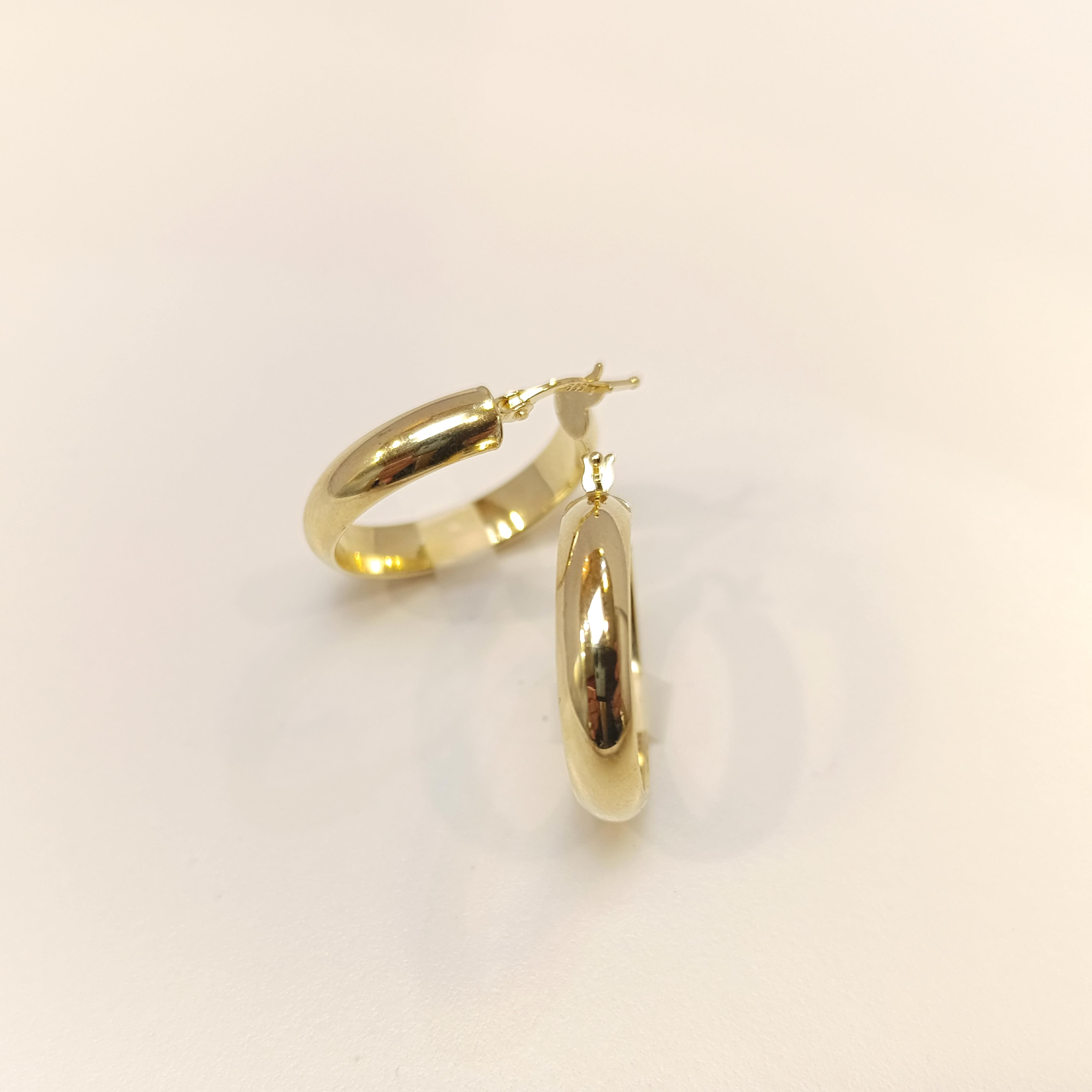 25.3mm Klasik Halka Küpe 14 Ayar Altın HD VİDEOLU