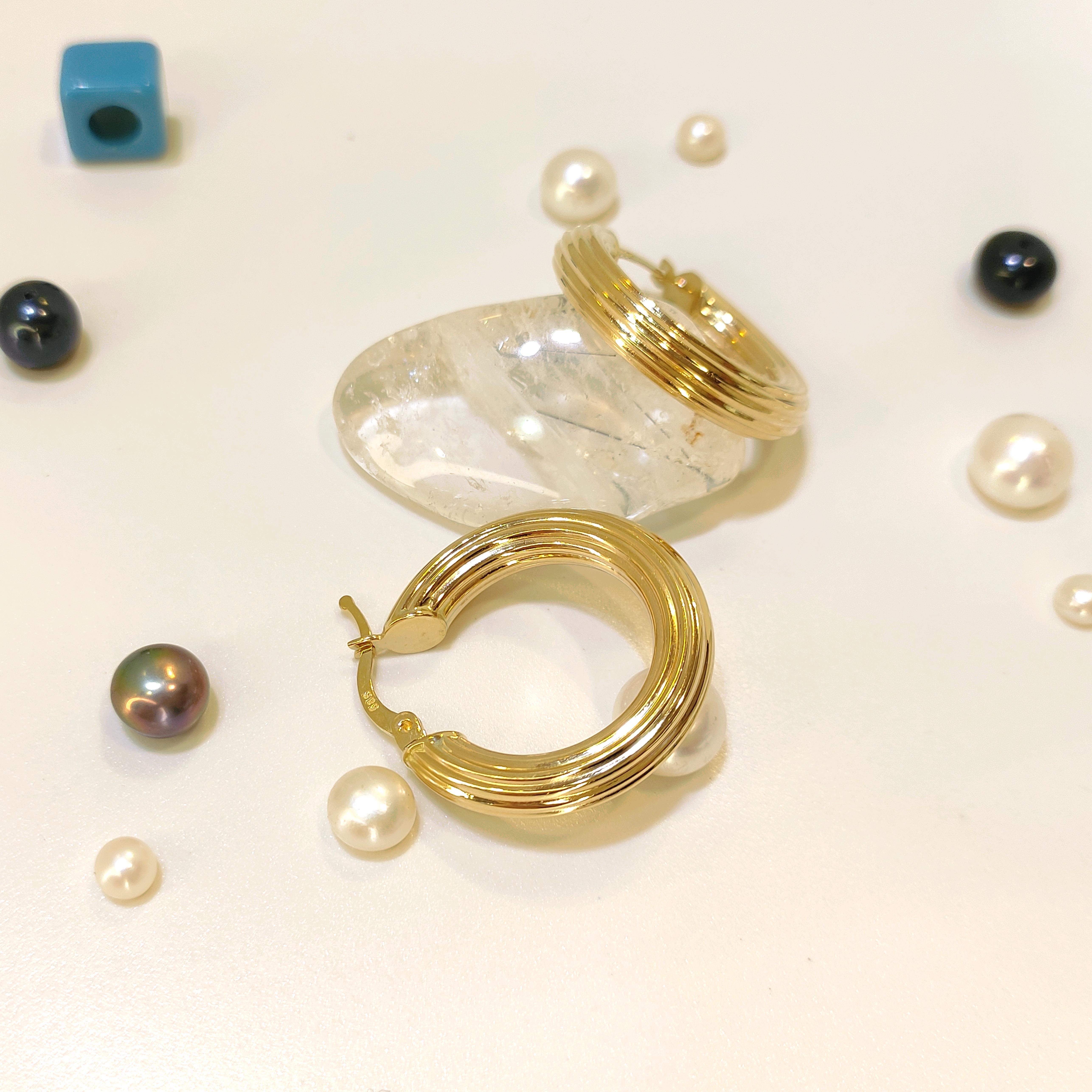 25mm Halka Küpe 14 Ayar Altın 