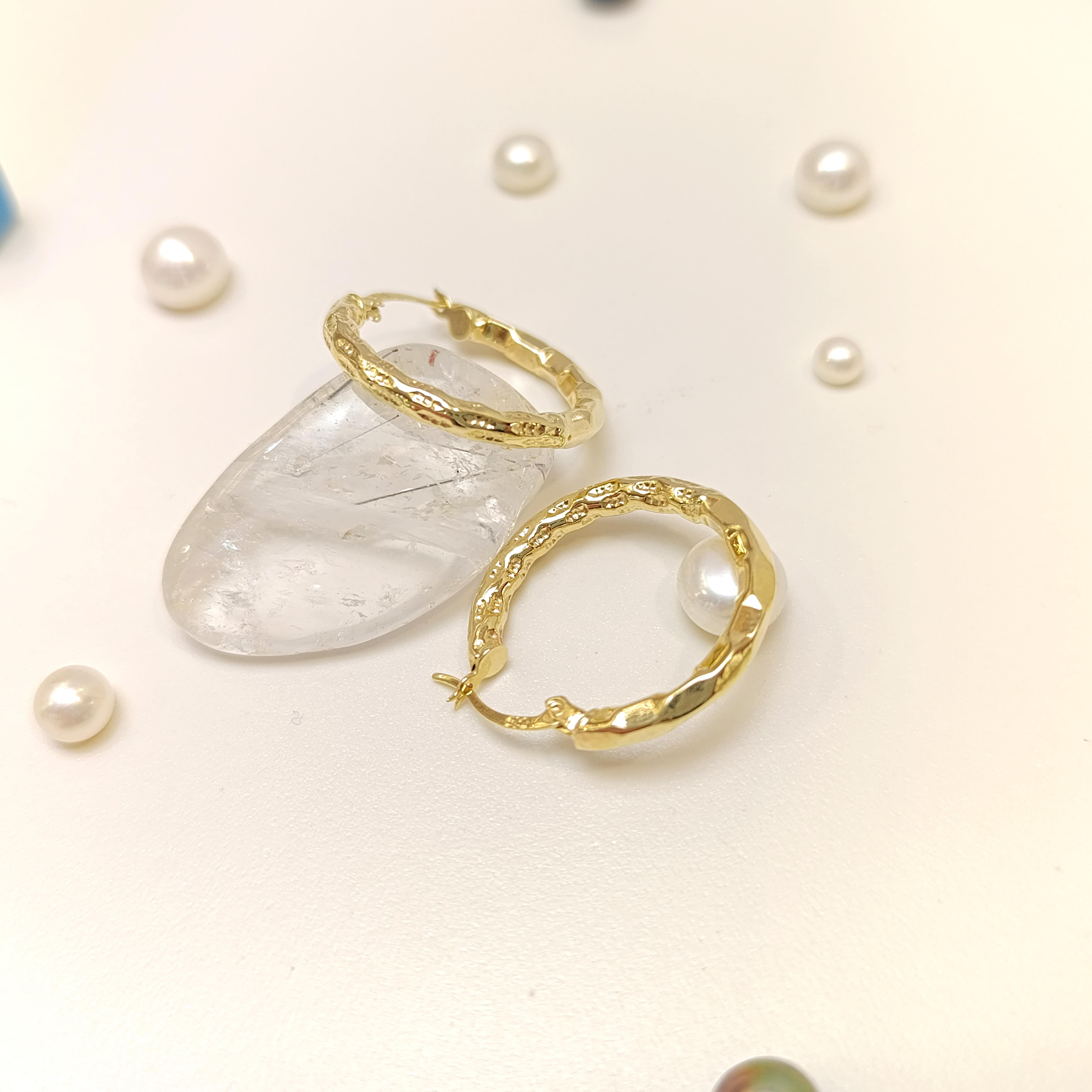 25mm Kalemli Halka Küpe 14 Ayar Altın HD VİDEOLU