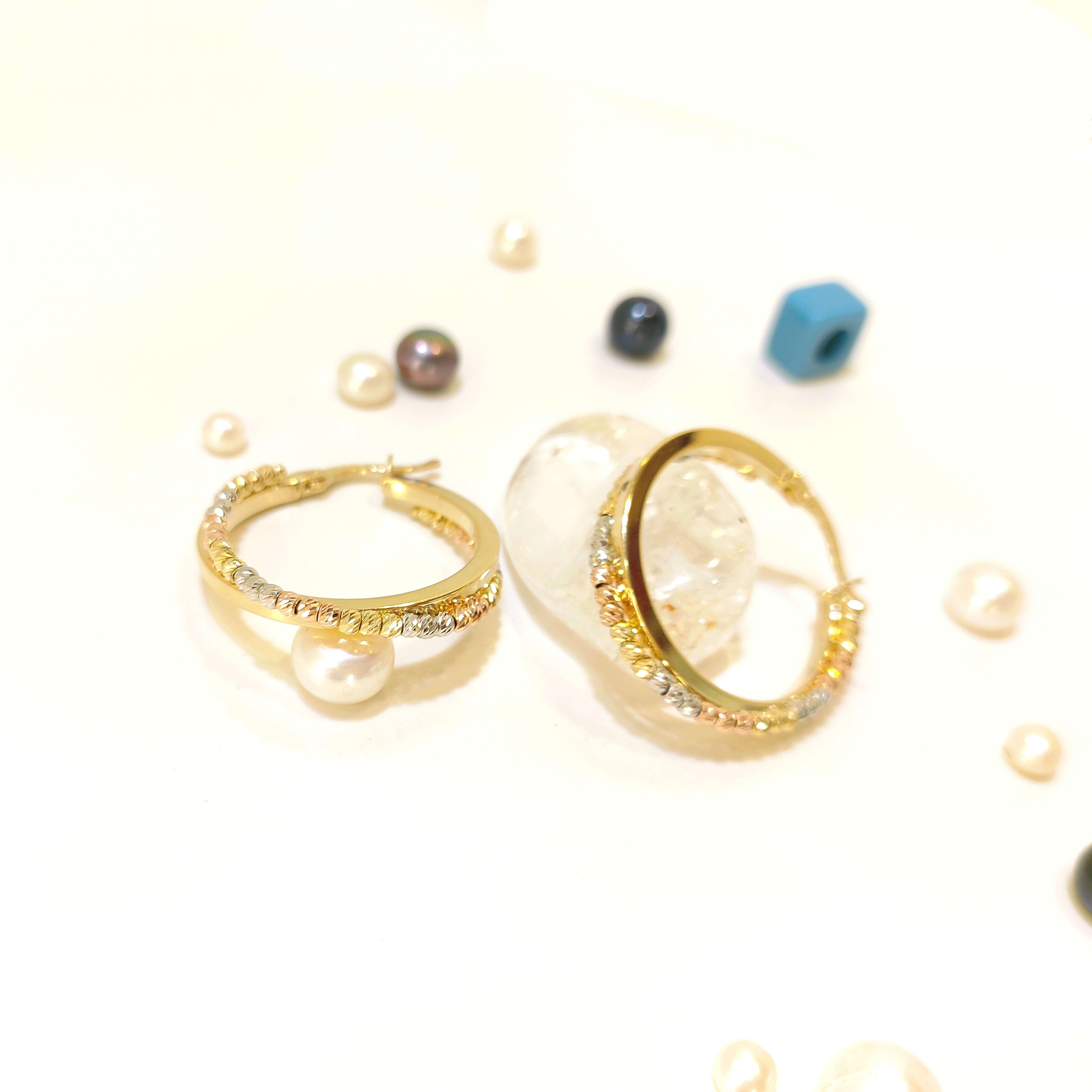 26mm Dorika Toplu İkili Halka Küpe 14 Ayar Altın 