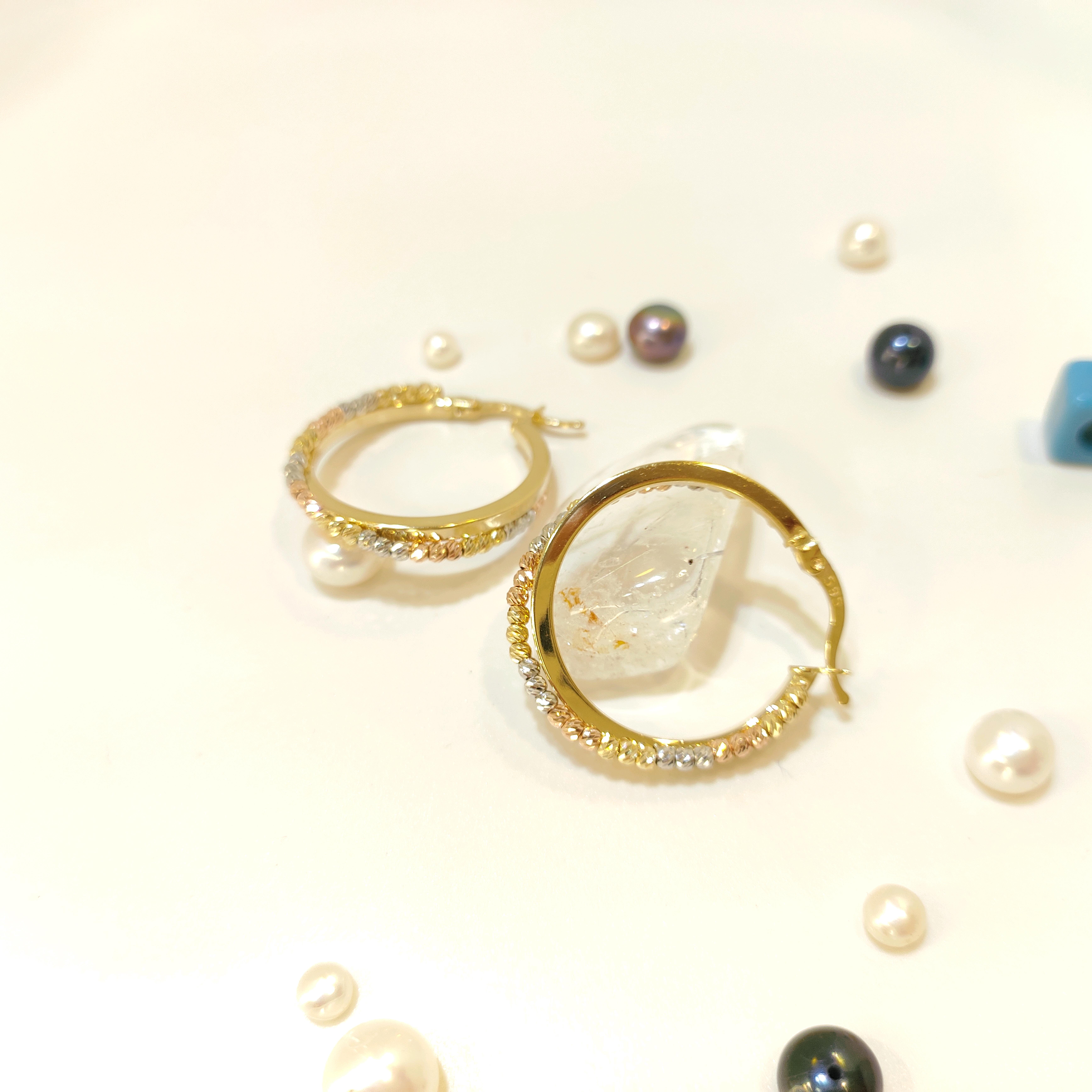 26mm Dorika Toplu İkili Halka Küpe 14 Ayar Altın 