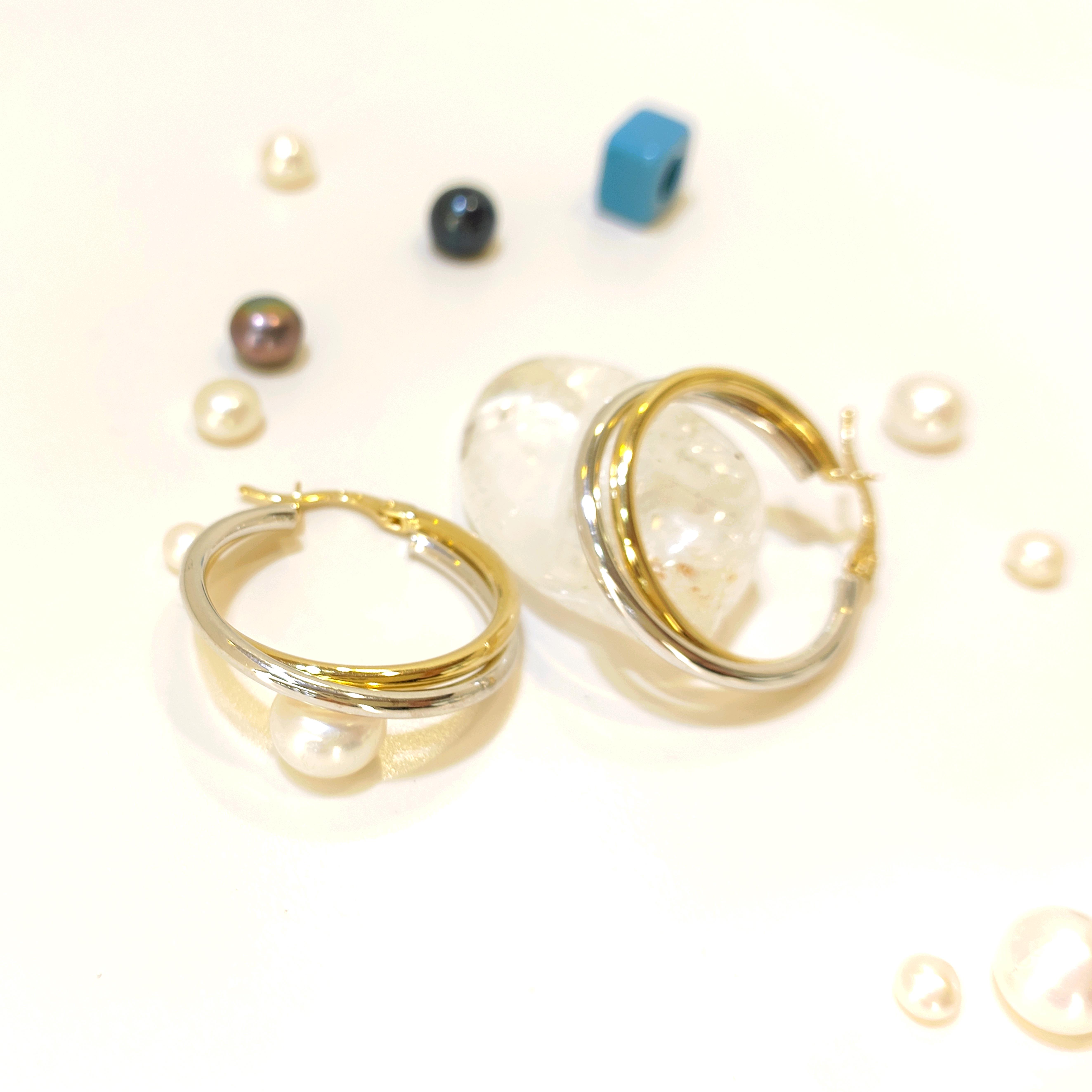 26mm İkili Burgu Halka Küpe 14 Ayar Altın 