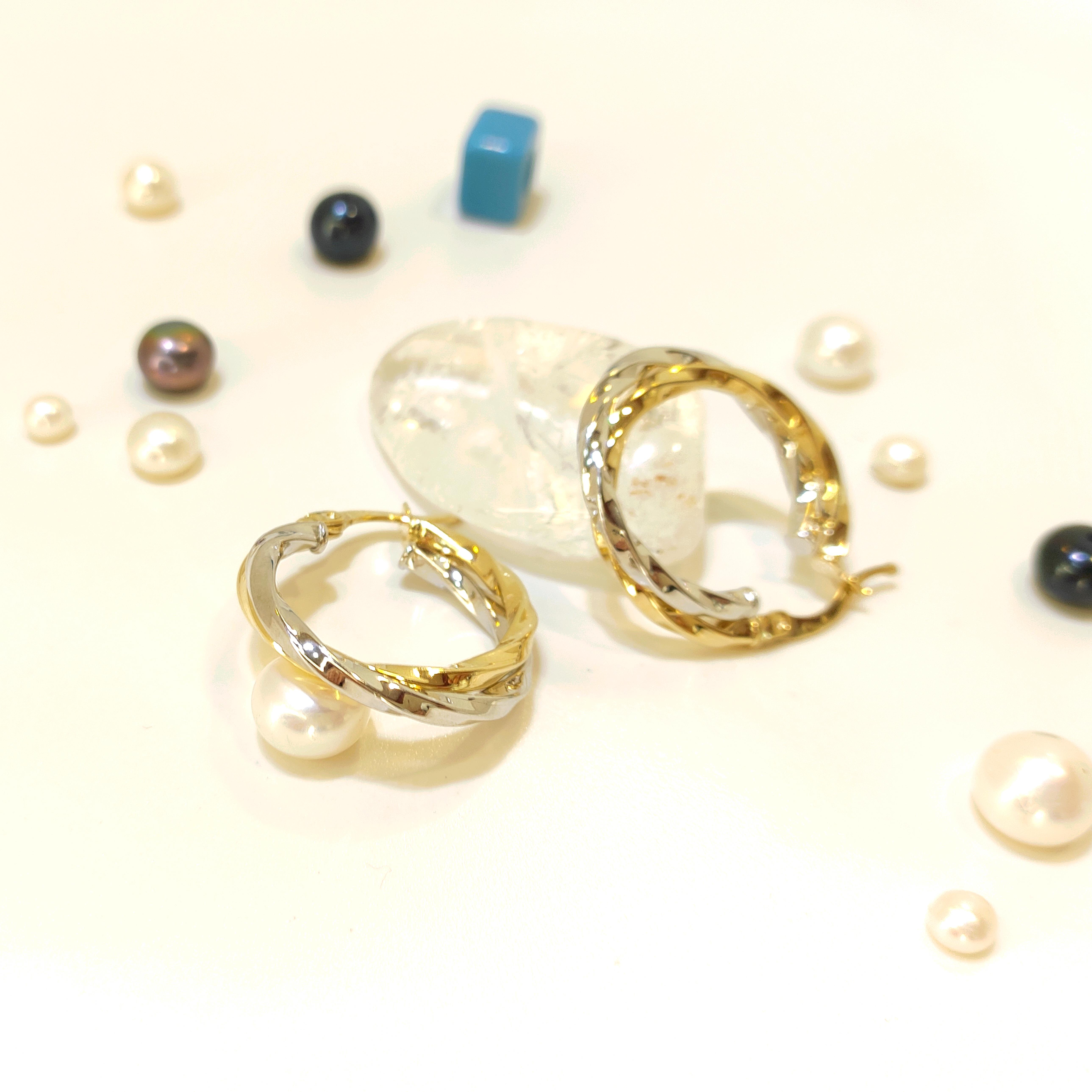 26mm İkili Burgu Halka Küpe 14 Ayar Altın 