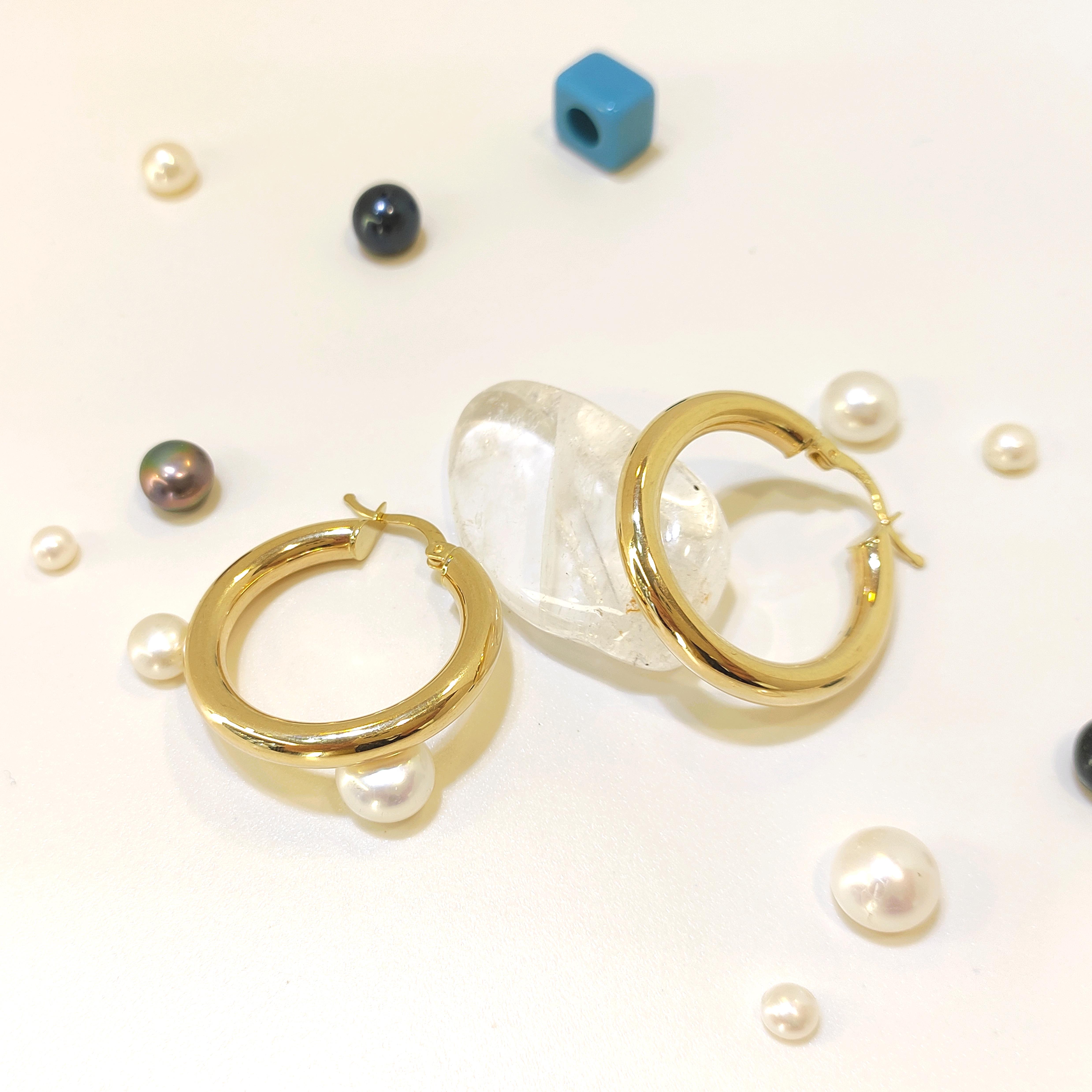 28.5mm Halka Küpe 14 Ayar Altın 