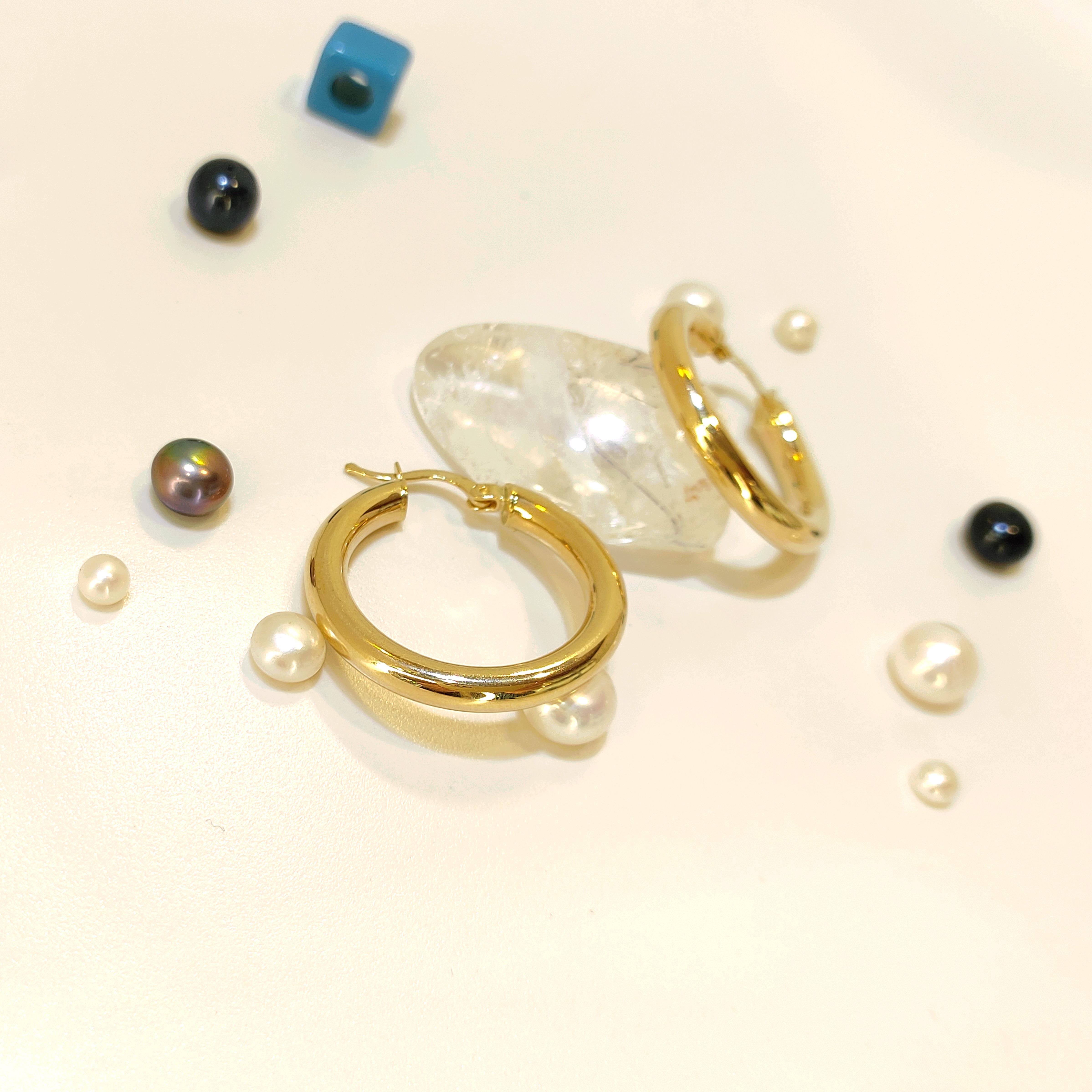 28.5mm Halka Küpe 14 Ayar Altın 