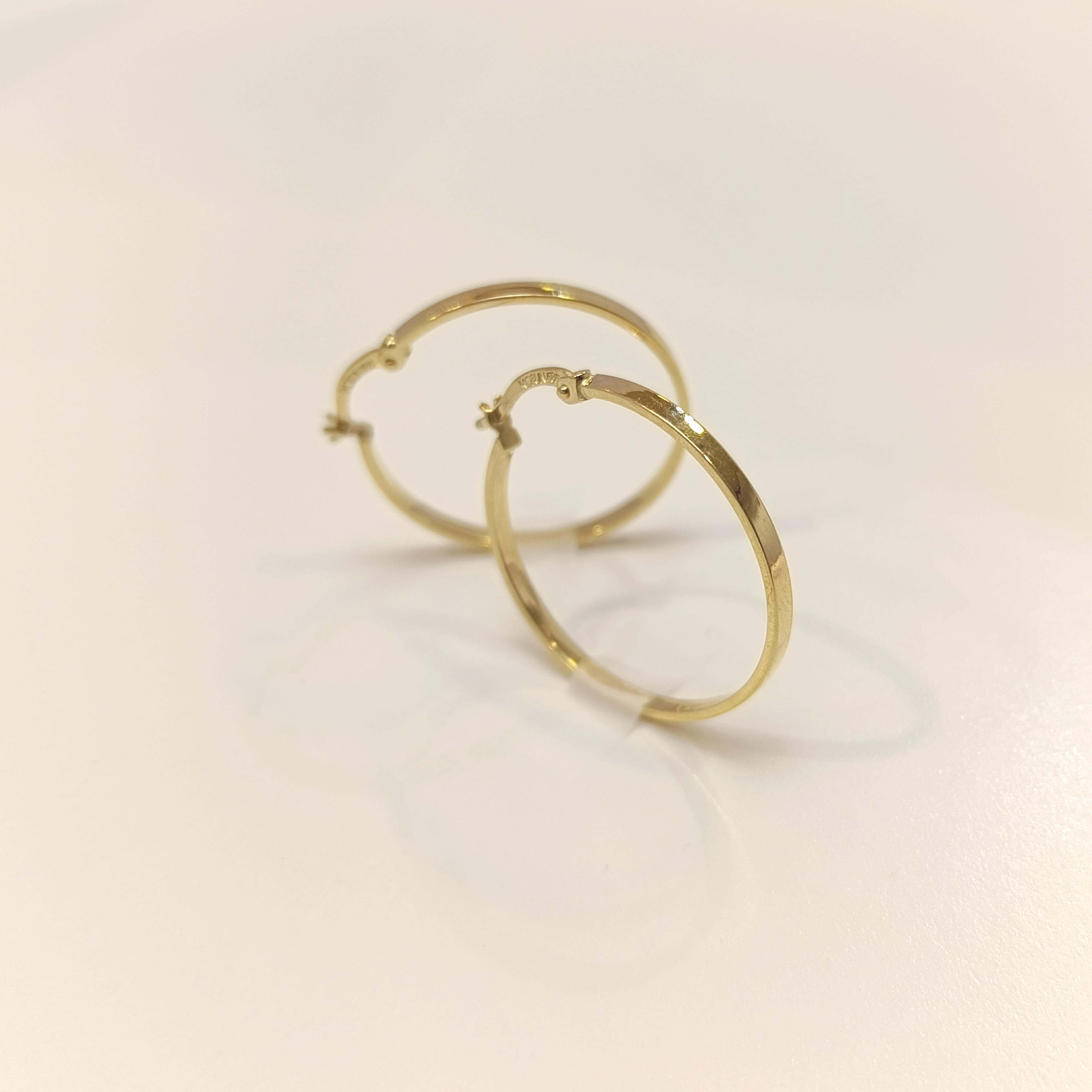 28mm Klasik Ray Halka Küpe 14 Ayar Altın HD VİDEOLU