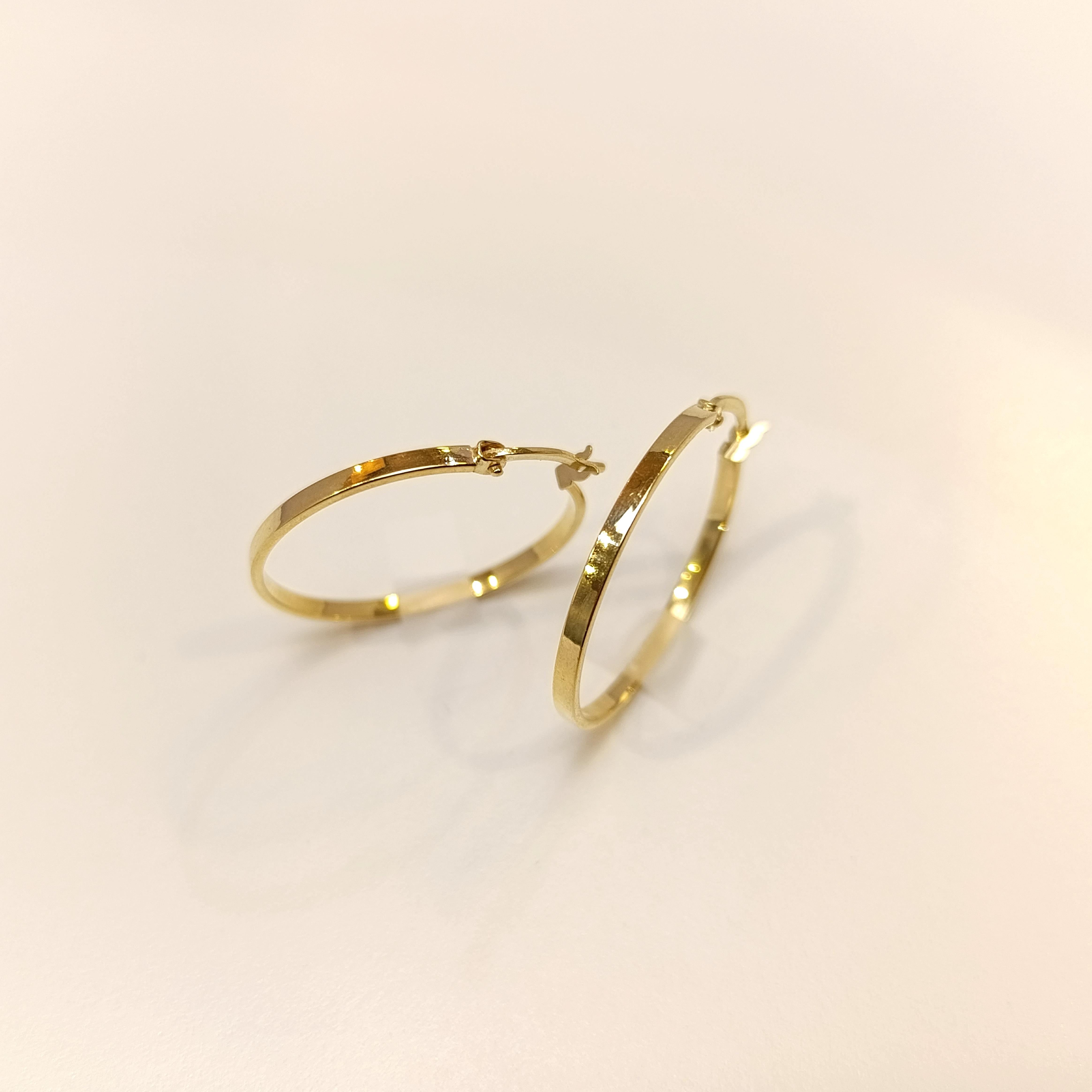 28mm Klasik Ray Halka Küpe 14 Ayar Altın HD VİDEOLU