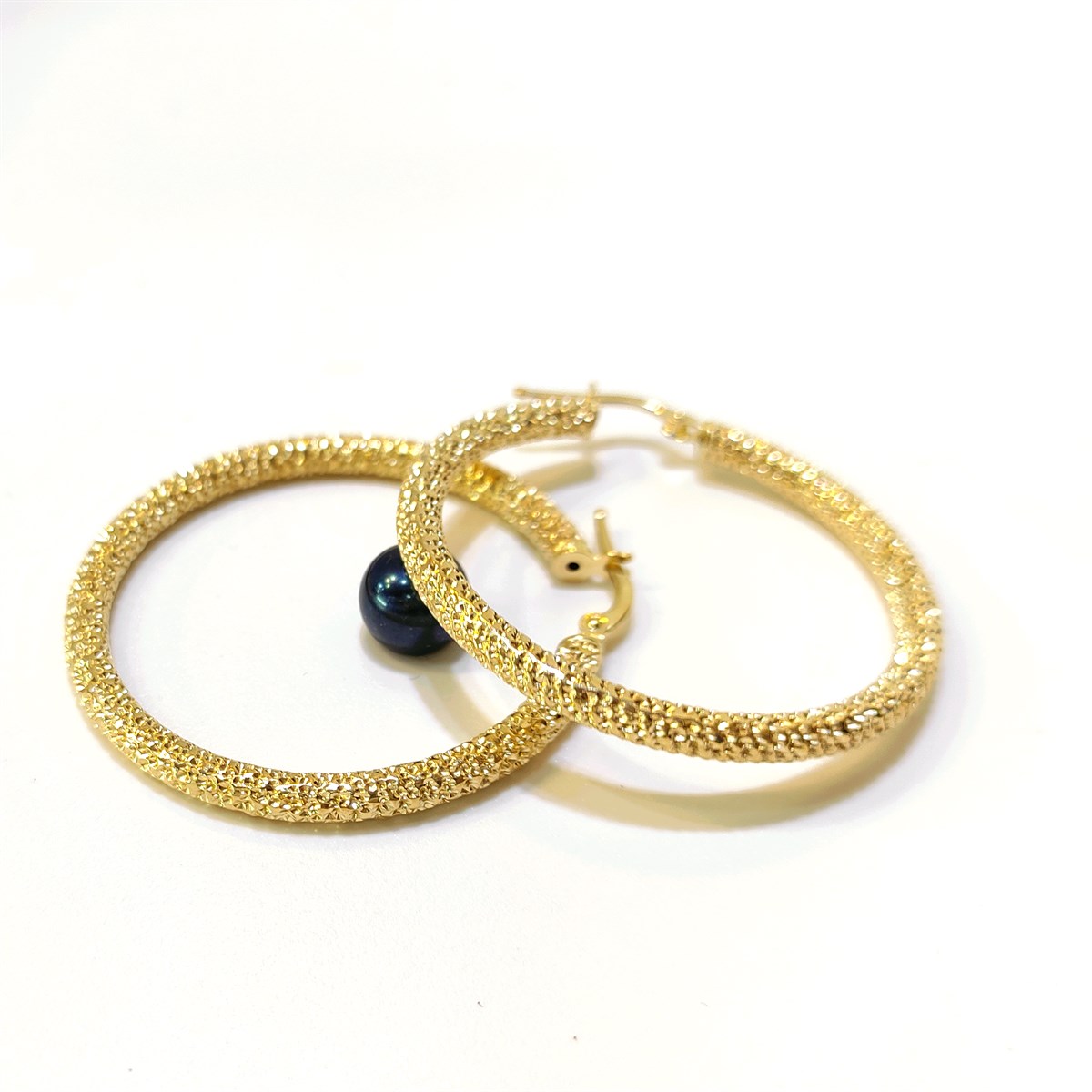 3.7cm Büyük Boy Halka Küpe 14 Ayar Altın HD VİDEOLU