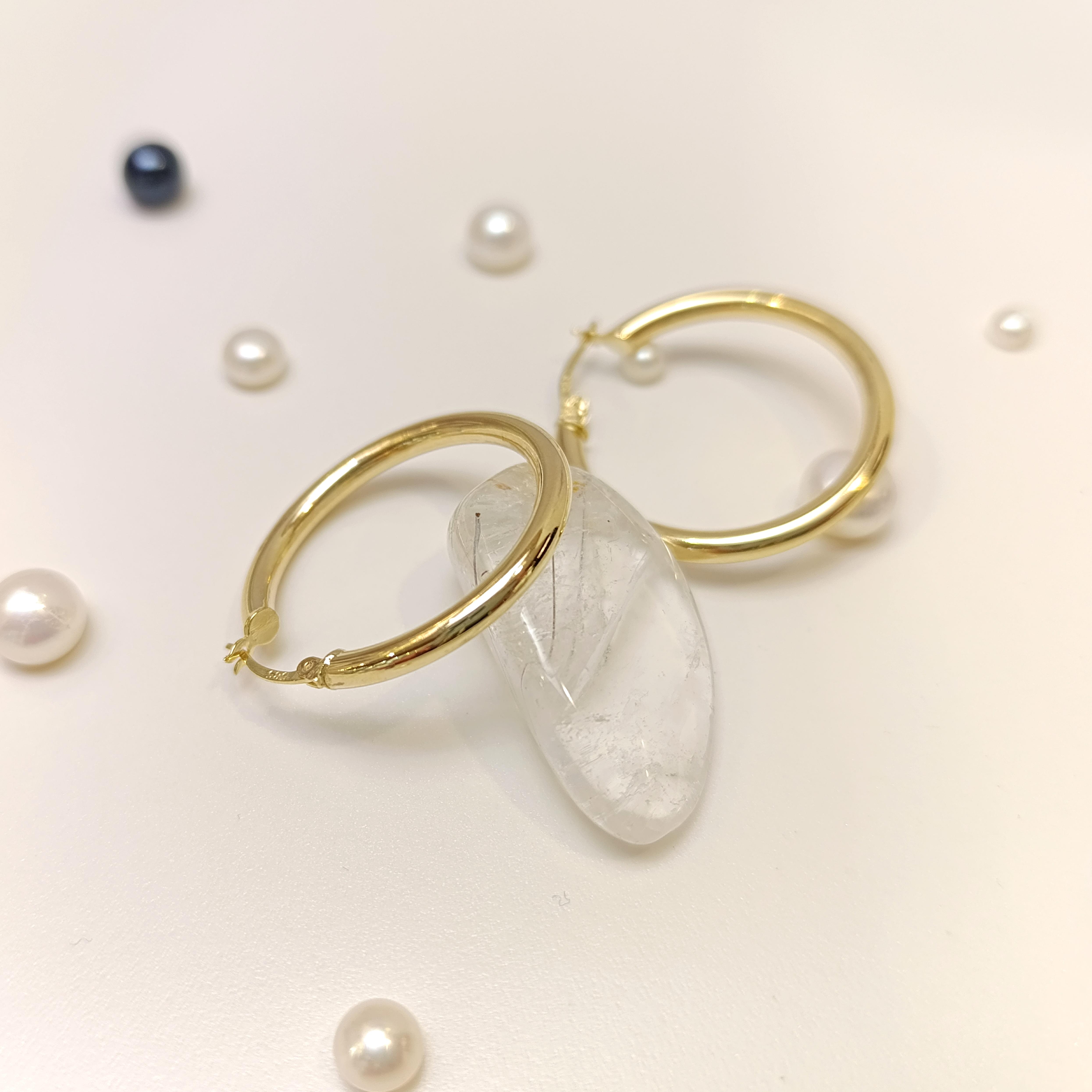 30mm Klasik Bombeli Halka Küpe 14 Ayar Altın HD VİDEOLU