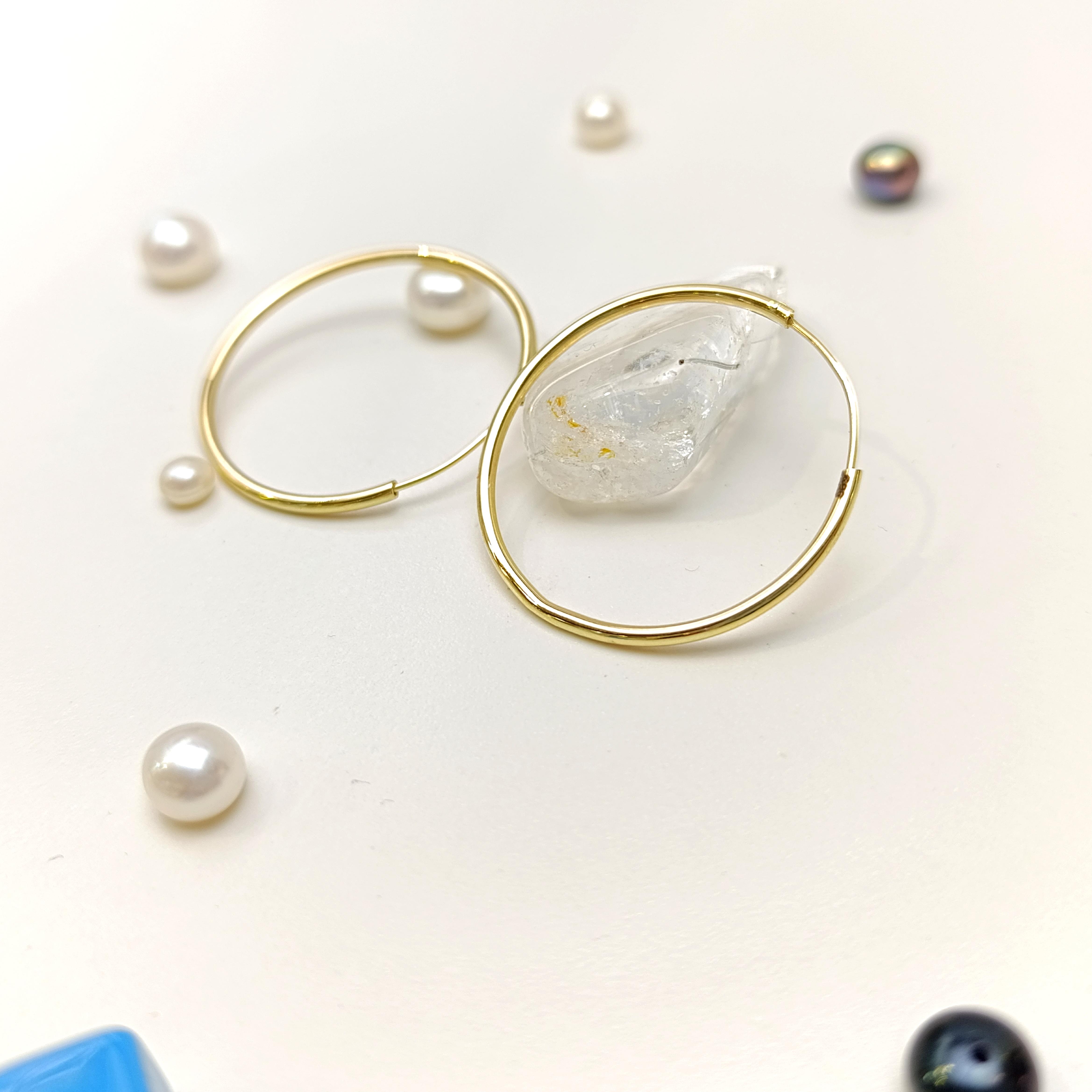 32mm Klasik Bombeli Halka Küpe 14 Ayar Altın HD VİDEOLU