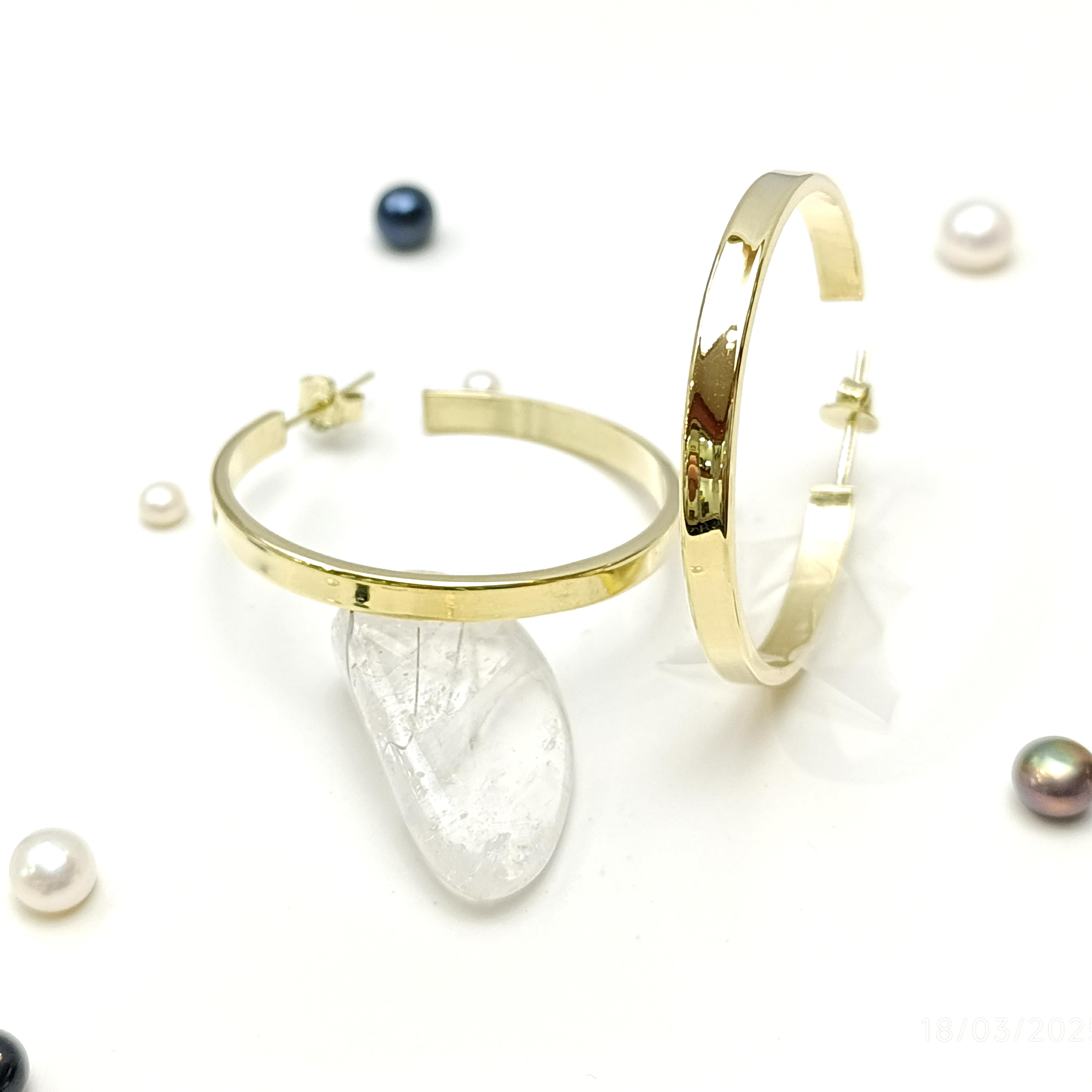 44mm  Extra Büyük Boy Vidalı Halka Küpe 14 Ayar Altın HD VİDEOLU