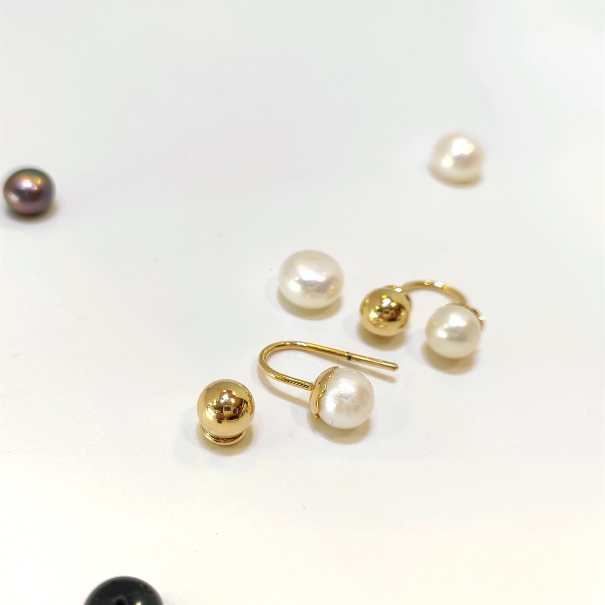 6.3mm İnci Kiraz Top Küpe 14 Ayar Altın