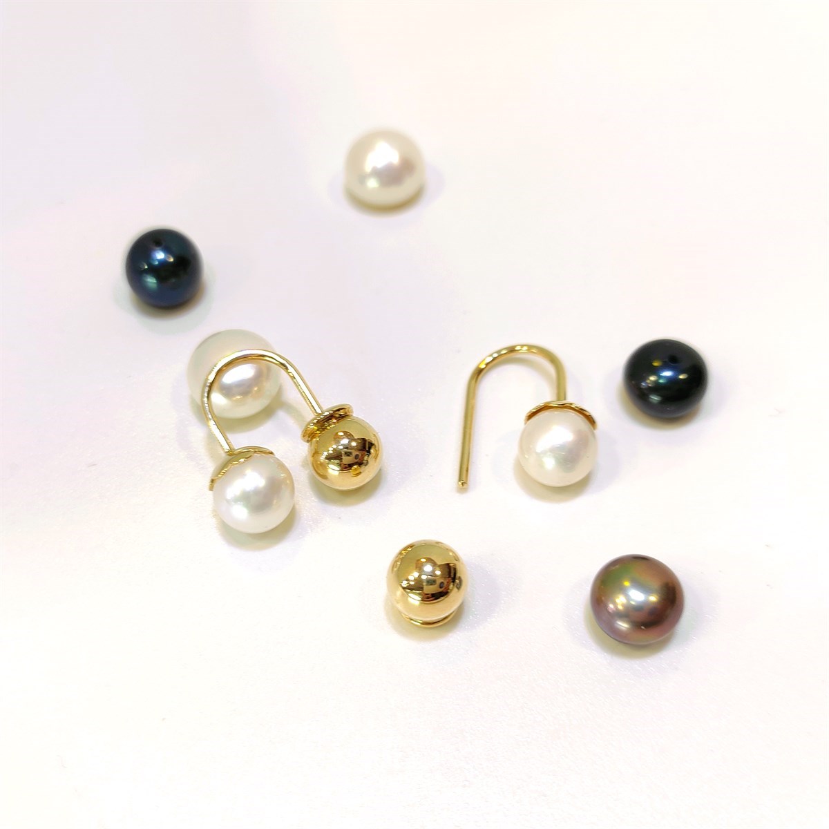 6.4mm İnci Kiraz Top Küpe 14 Ayar Altın