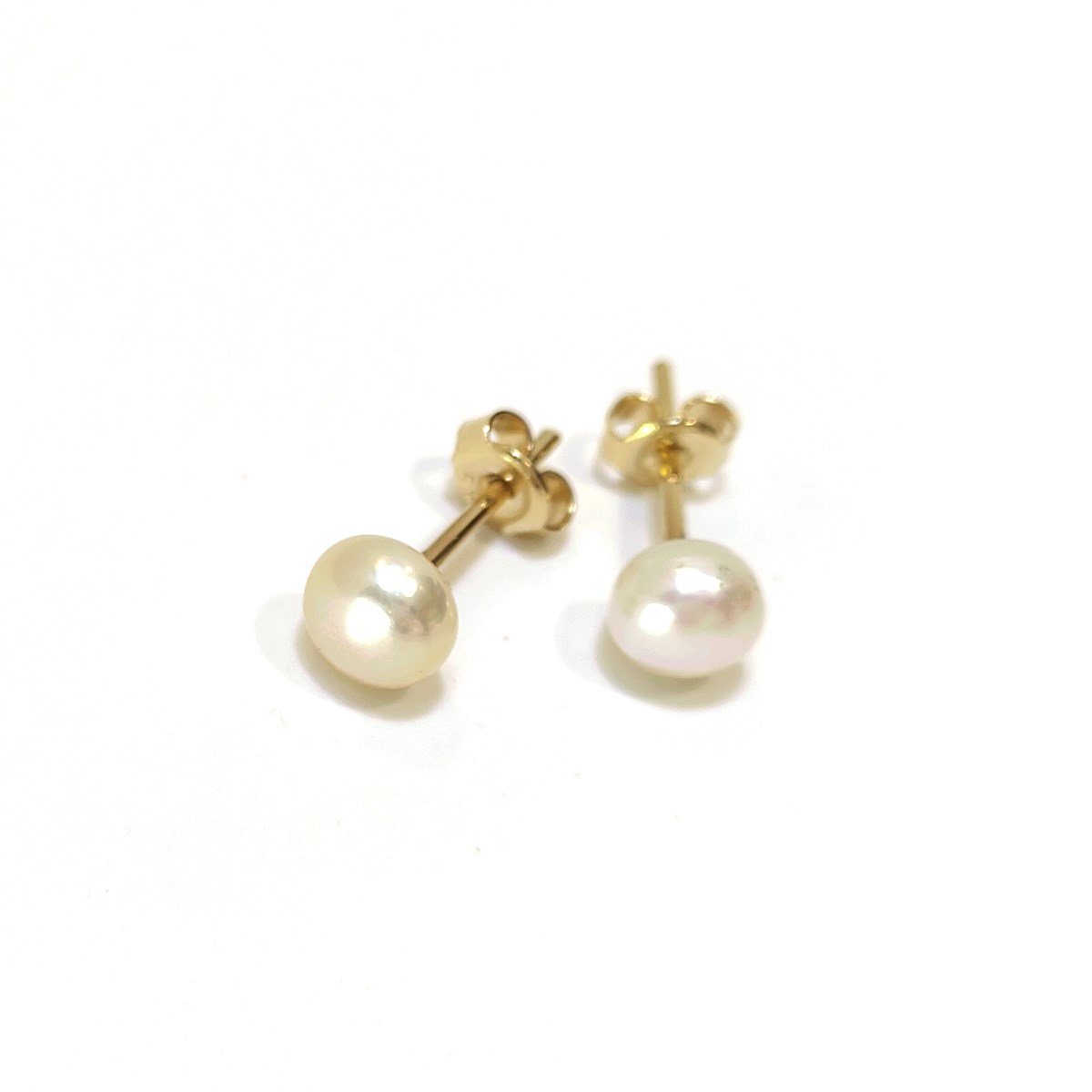 6,7mm İnci Vidalı Küpe 14 Ayar Altın 4K VİDEOLU