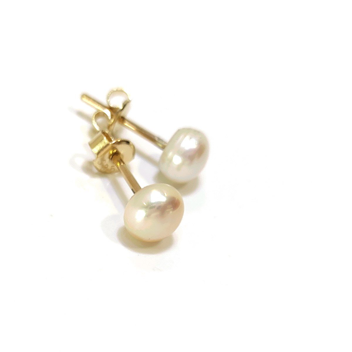 6,7mm İnci Vidalı Küpe 14 Ayar Altın 4K VİDEOLU