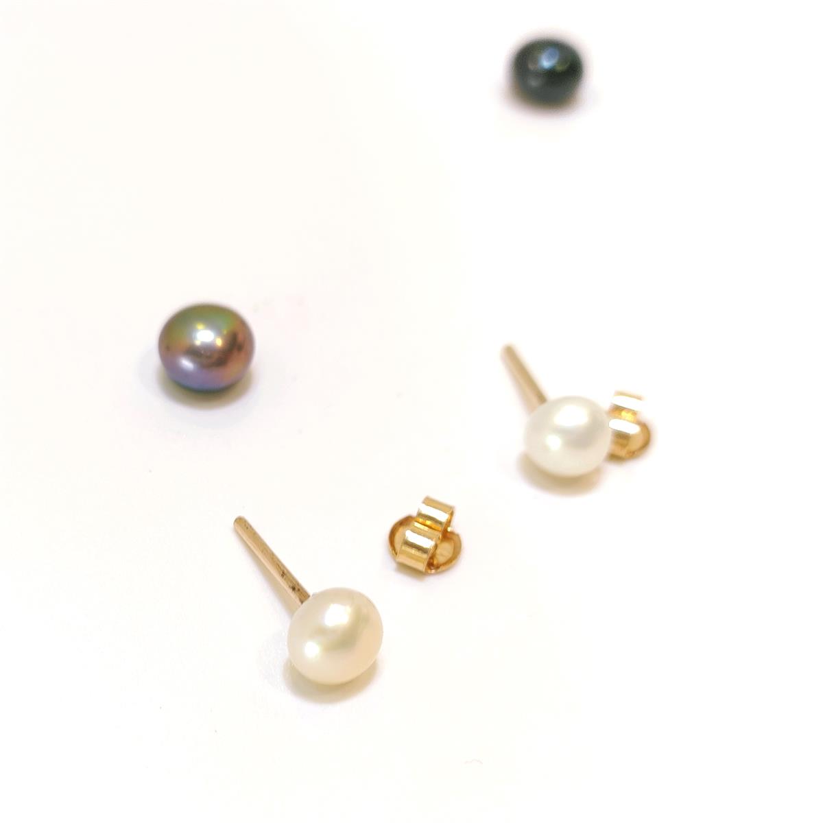 6mm İnci Vidalı Top Küpe 14 Ayar Altın HD VİDEOLU