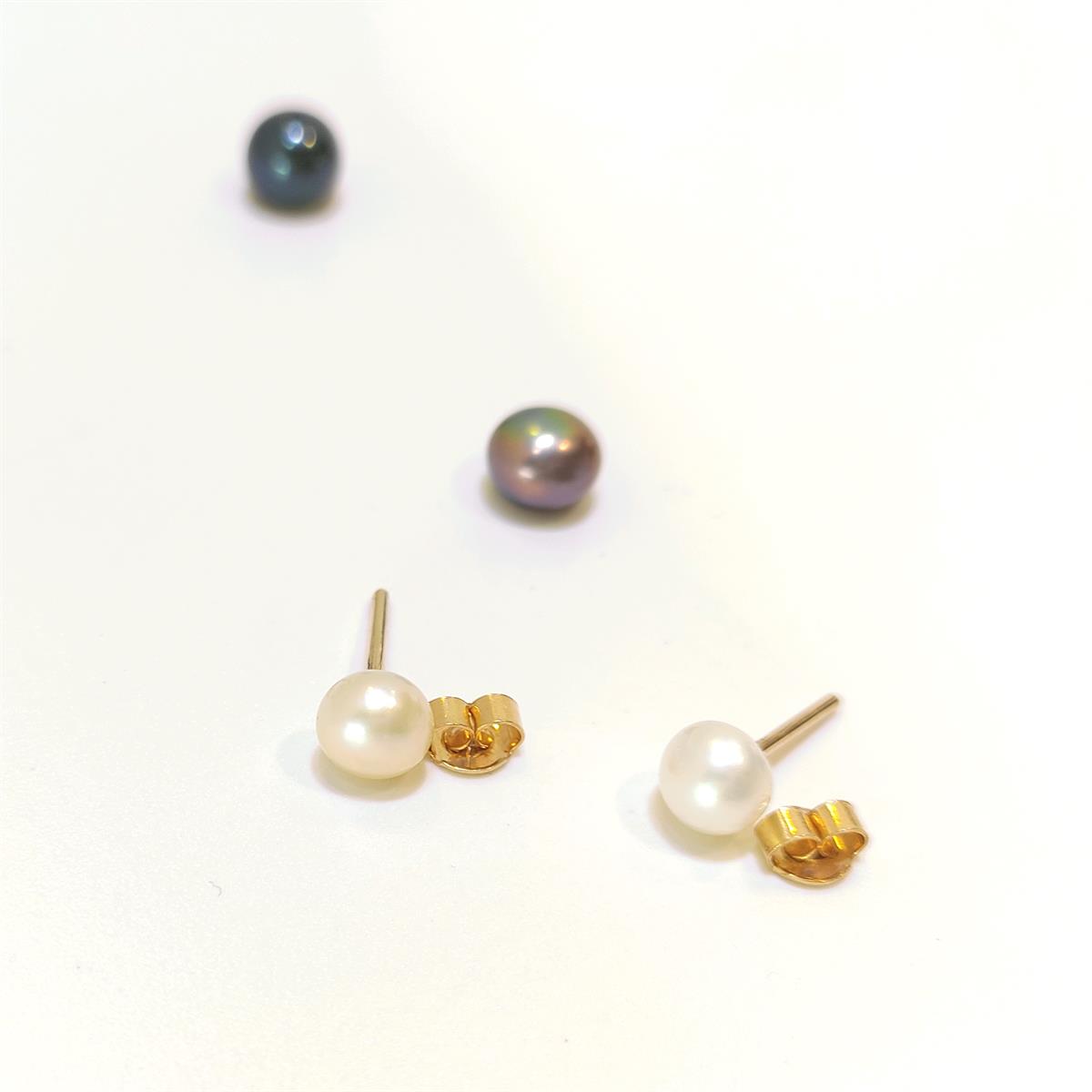 6mm İnci Vidalı Top Küpe 14 Ayar Altın HD VİDEOLU