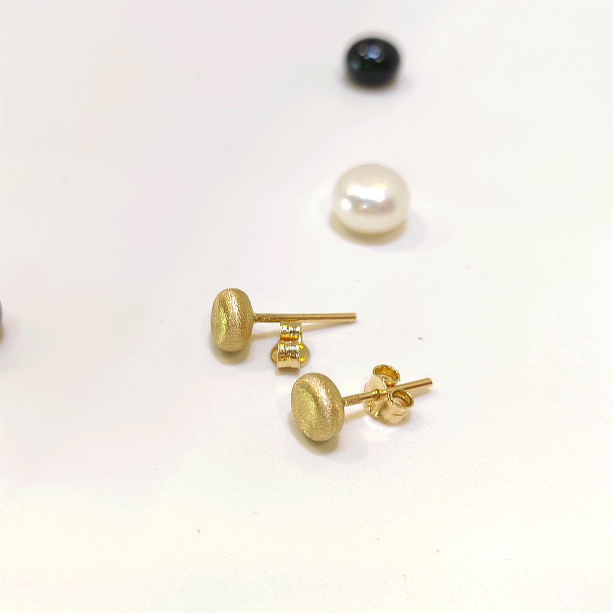 6mm Zımparalı Kumlu Yassı Top Küpe 14 Ayar Altın HD VİDEOLU