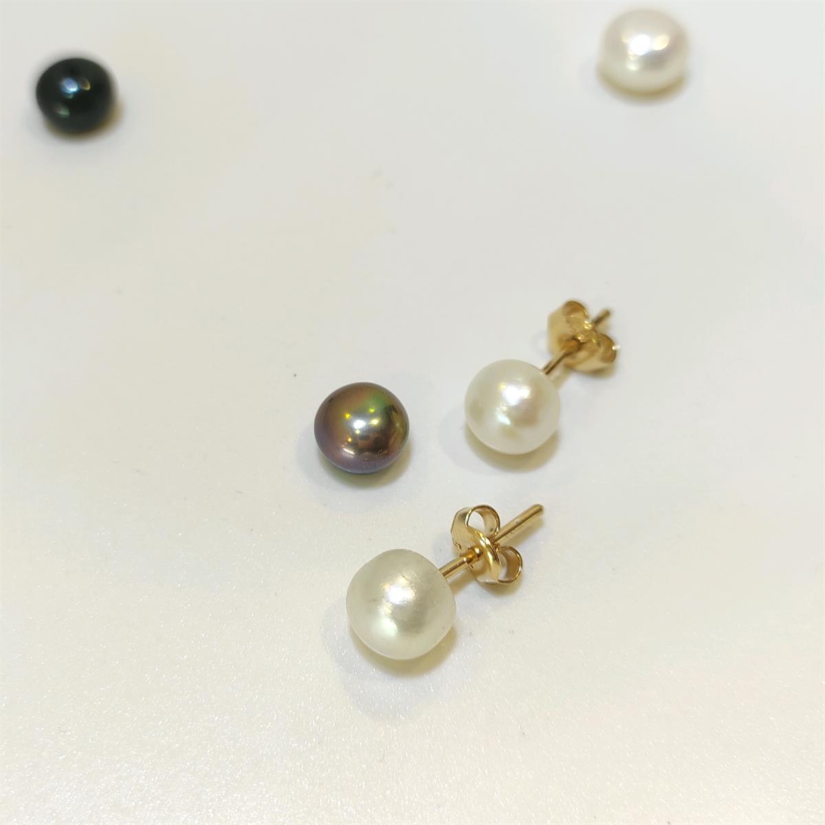 7.5mm İnci Top Küpe 14 Ayar Altın HD VİDEOLU