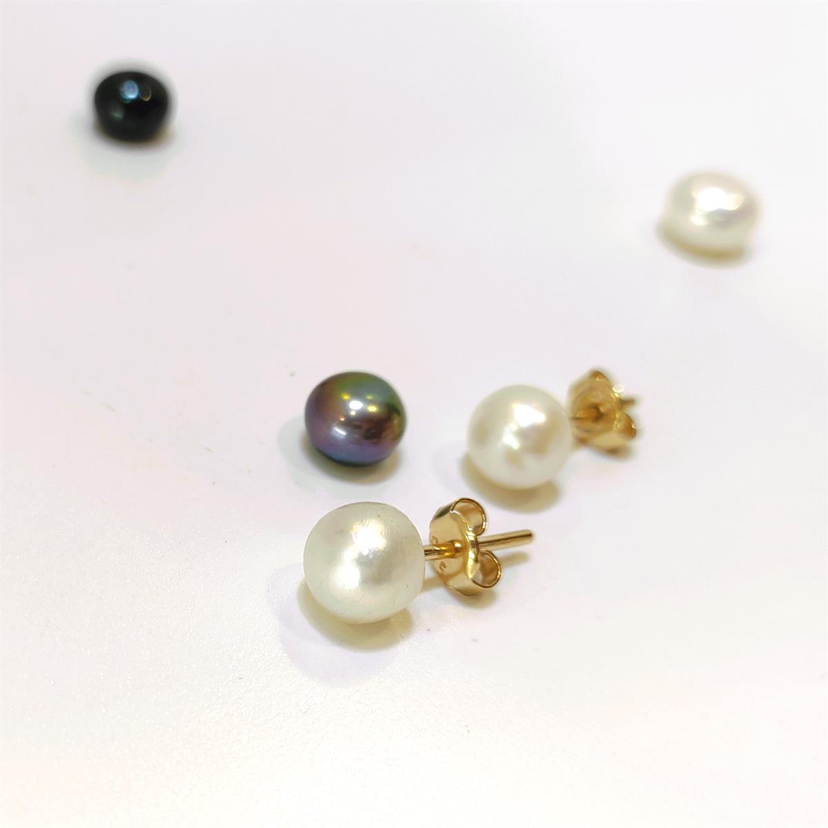 7.5mm İnci Top Küpe 14 Ayar Altın HD VİDEOLU