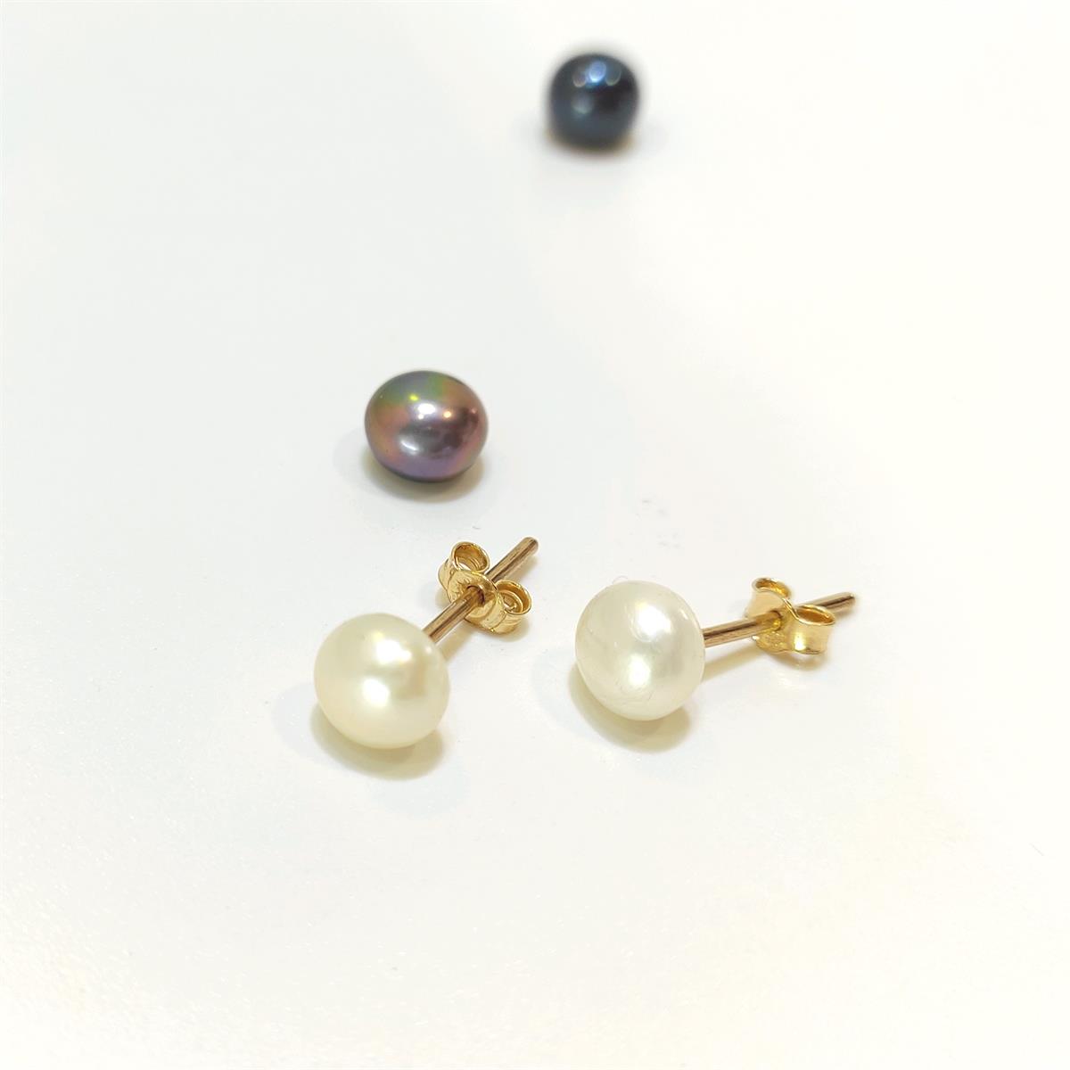 7mm İnci Vidalı Top Küpe 14 Ayar Altın HD VİDEOLU