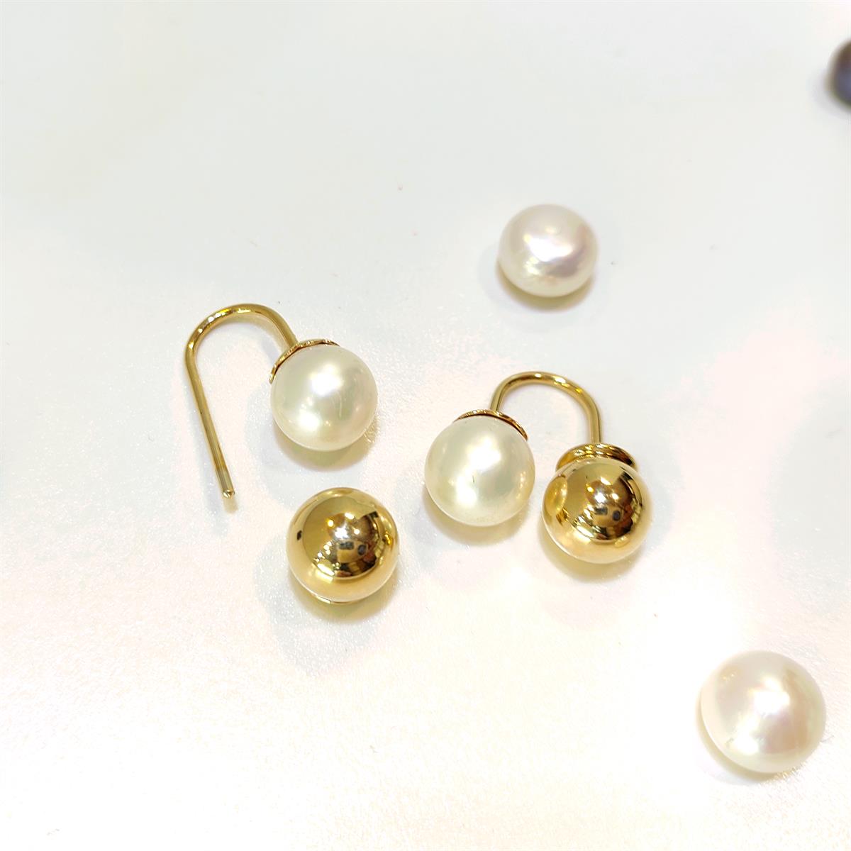 8mm İnci Kiraz Top Küpe 14 Ayar Altın HD VİDEOLU