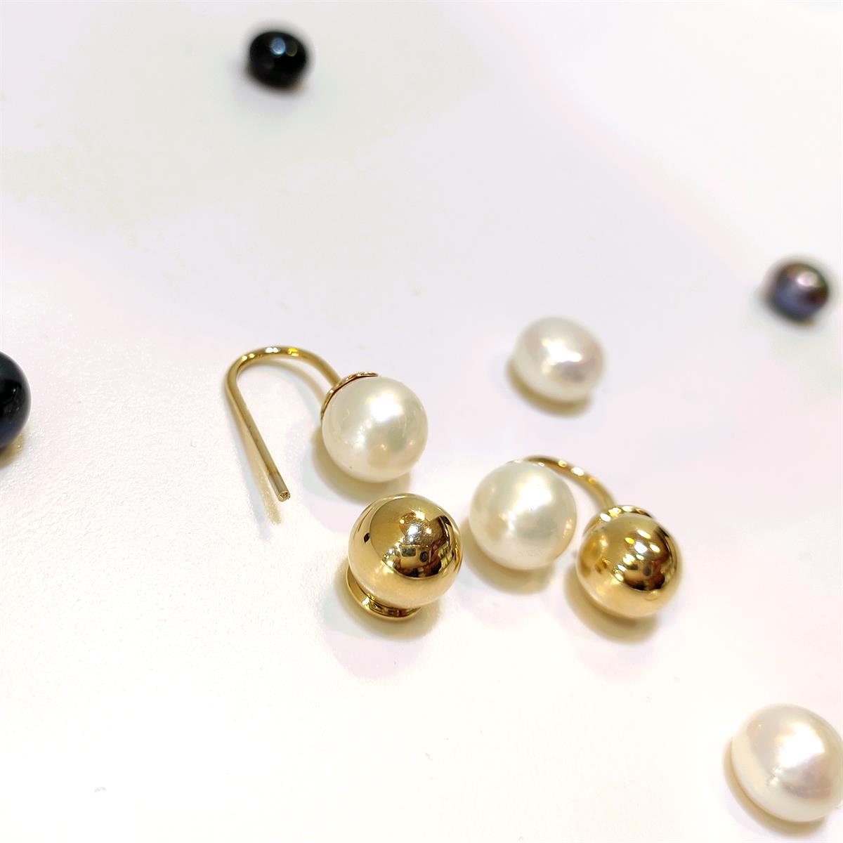 8mm İnci Kiraz Top Küpe 14 Ayar Altın HD VİDEOLU