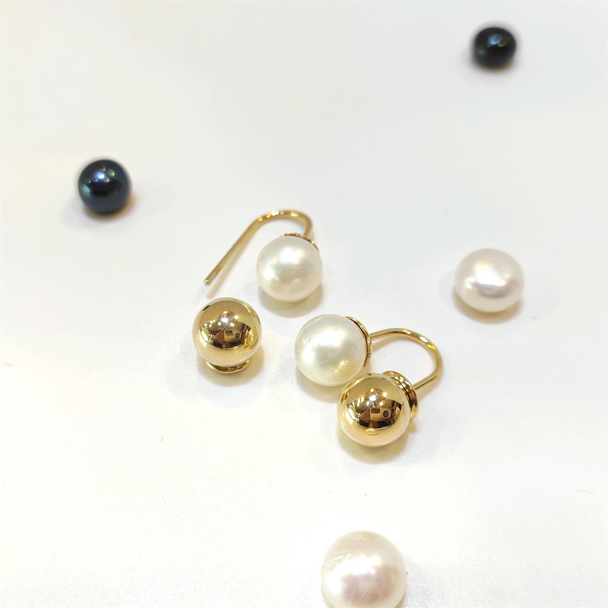 8mm İnci Kiraz Top Küpe 14 Ayar Altın HD VİDEOLU