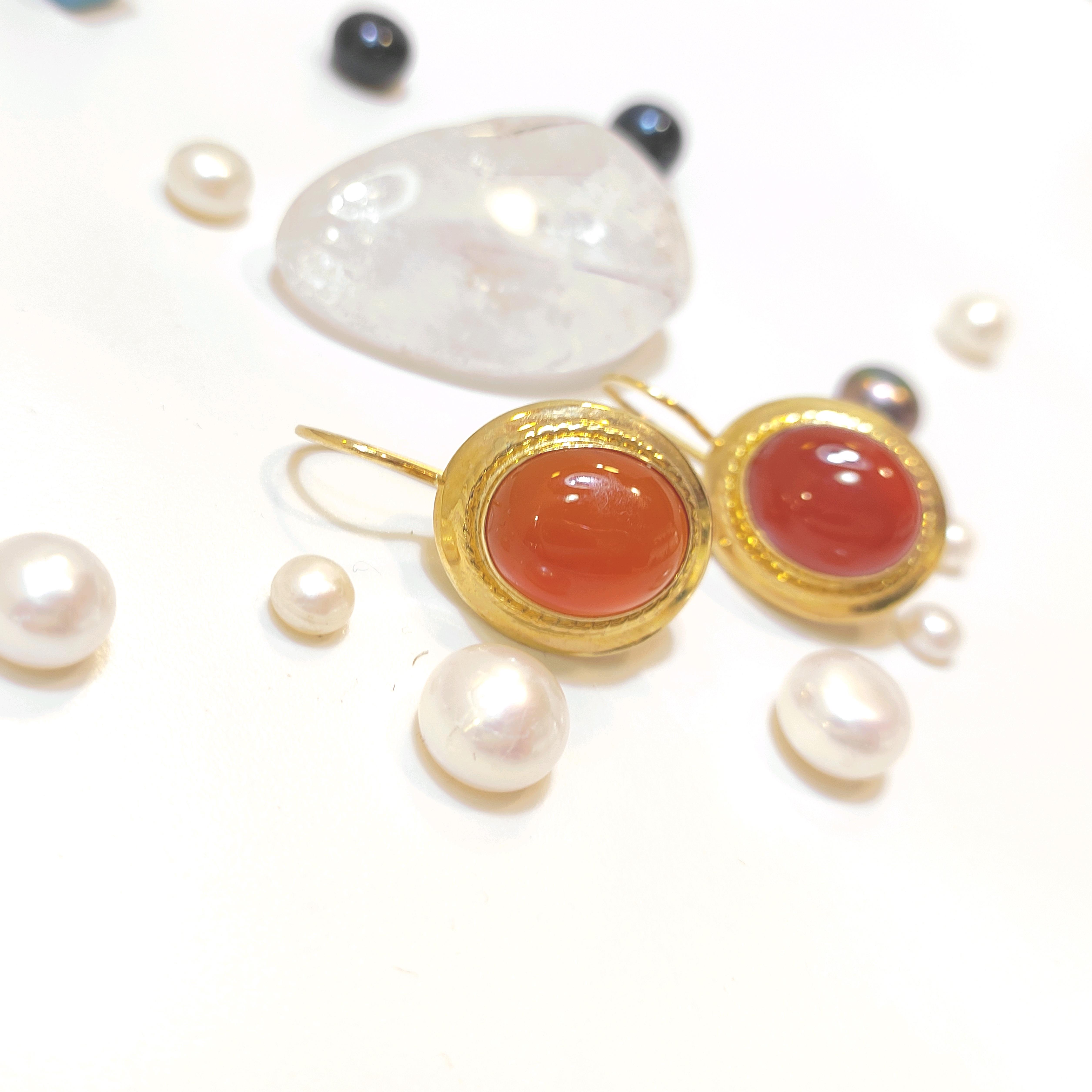 Akik Taşlı Küpe 14 Ayar Altın HD VİDEOLU