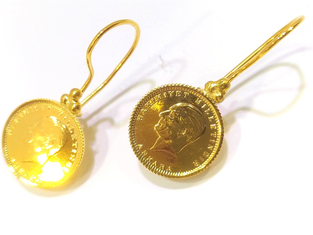 Ata Çeyrekli Küpe 22 Ayar Altın 