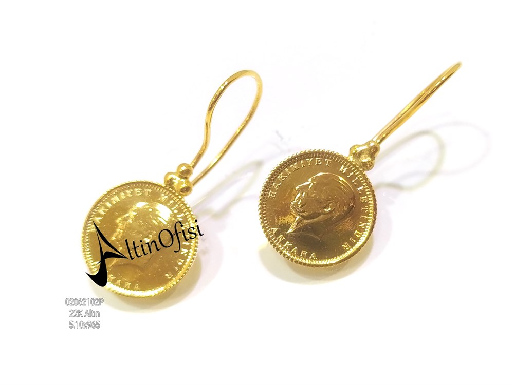 Ata Çeyrekli Küpe 22 Ayar Altın 
