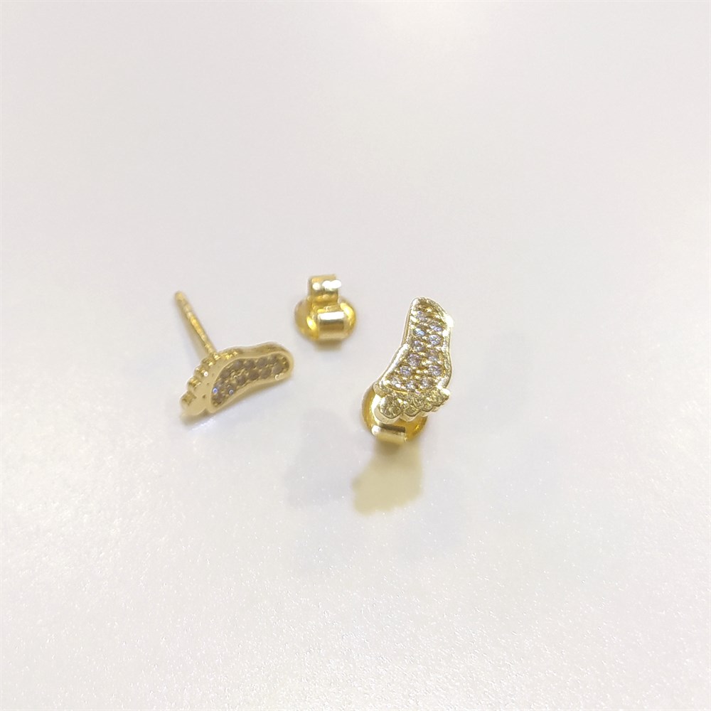 Bebek Ayağı Vidalı Küpe 14 Ayar Altın