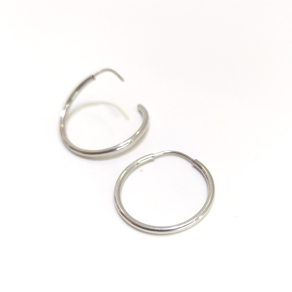 Beyaz Halka Küpe 14 Ayar Altın