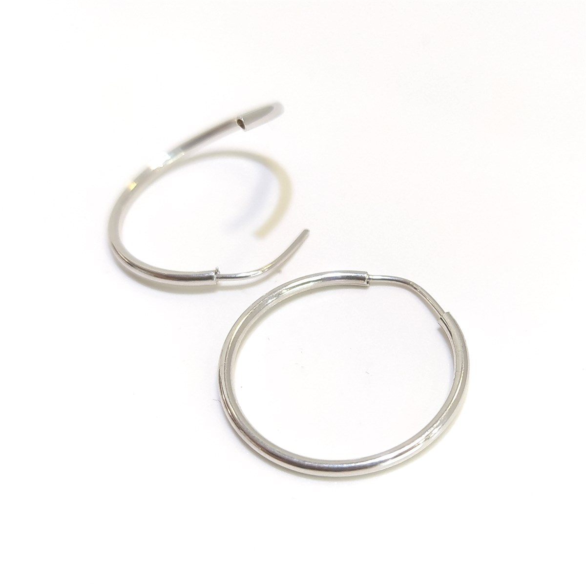 Beyaz Halka Küpe 14 Ayar Altın