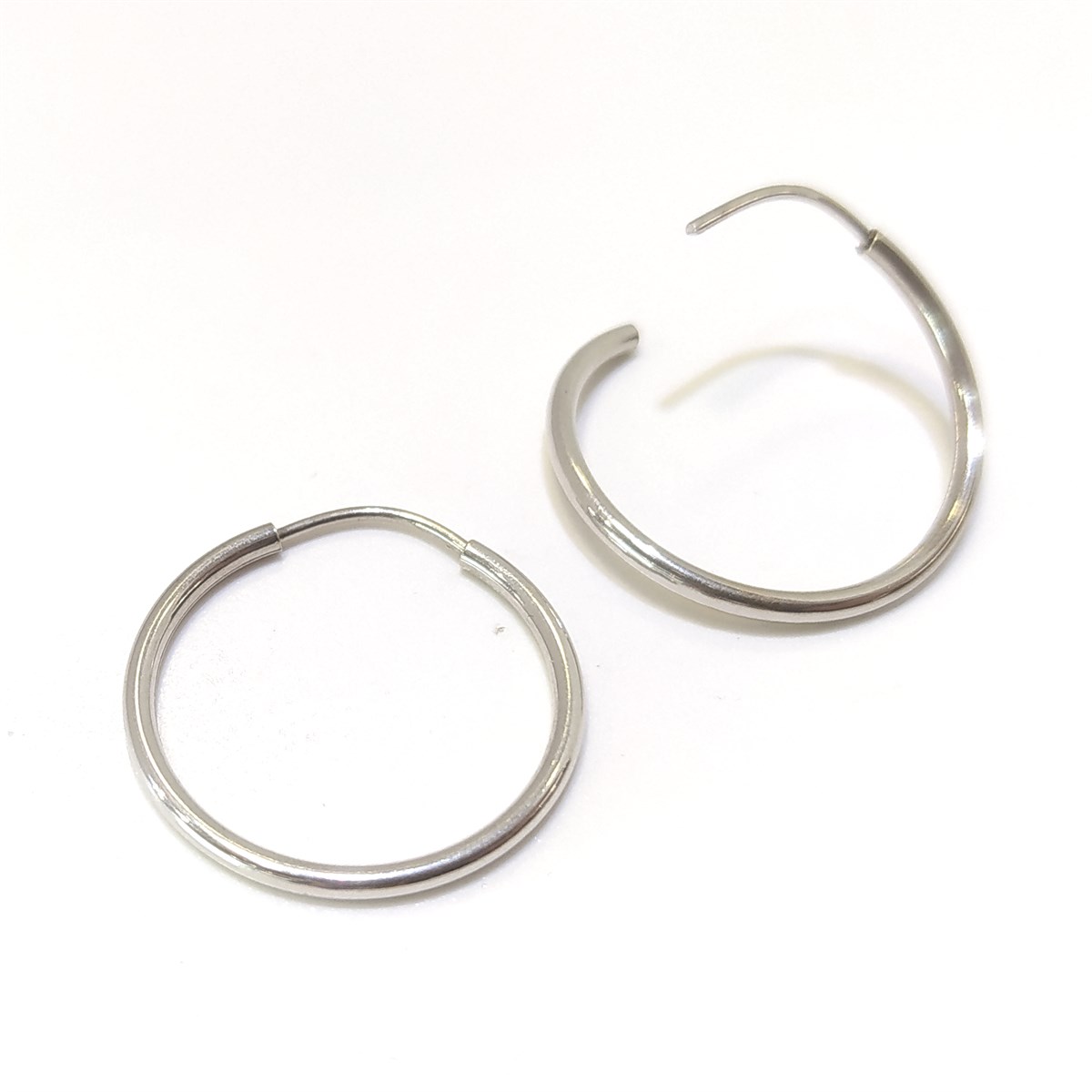 Beyaz Halka Küpe 14 Ayar Altın