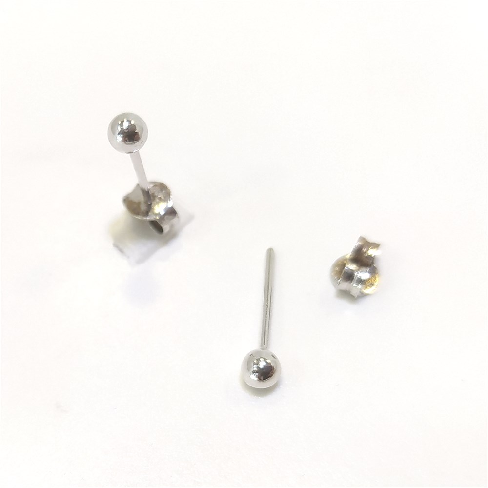 Beyaz Top Vidalı Küpe 14 Ayar Altın