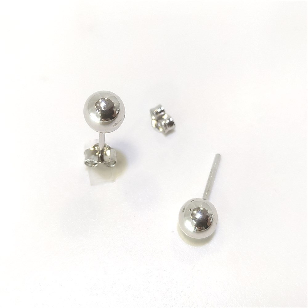 Beyaz Top Vidalı Küpe 14 Ayar Altın