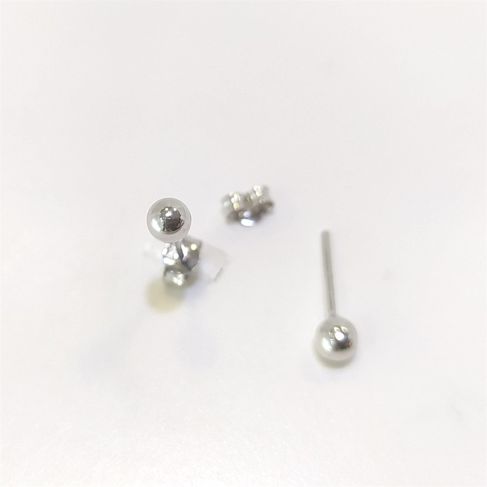 Beyaz Top Vidalı Küpe 14 Ayar Altın