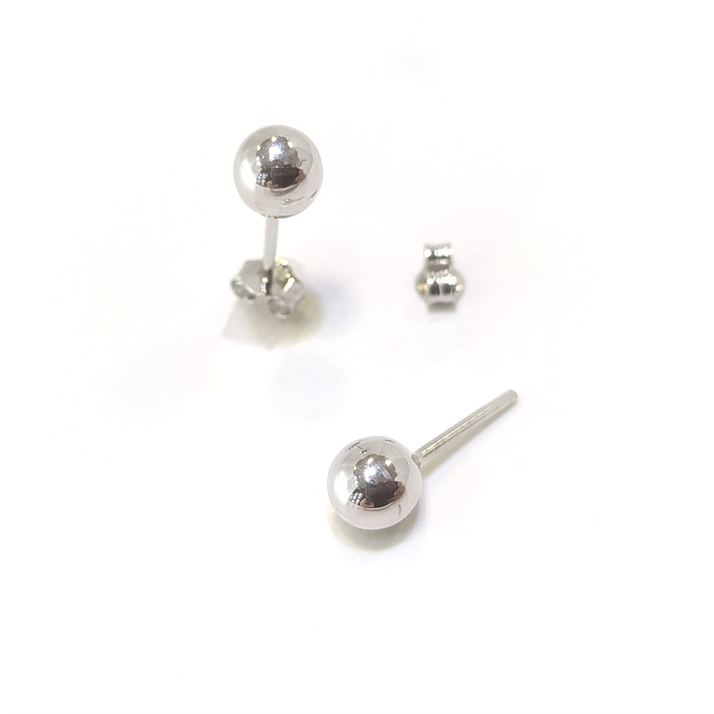 Beyaz Top Vidalı Küpe 14 Ayar Altın