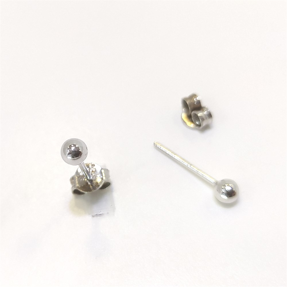 Beyaz Top Vidalı Küpe 14 Ayar Altın