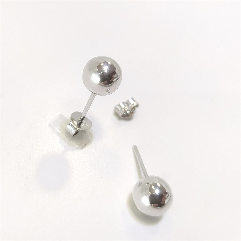 Beyaz Top Vidalı Küpe 14 Ayar Altın