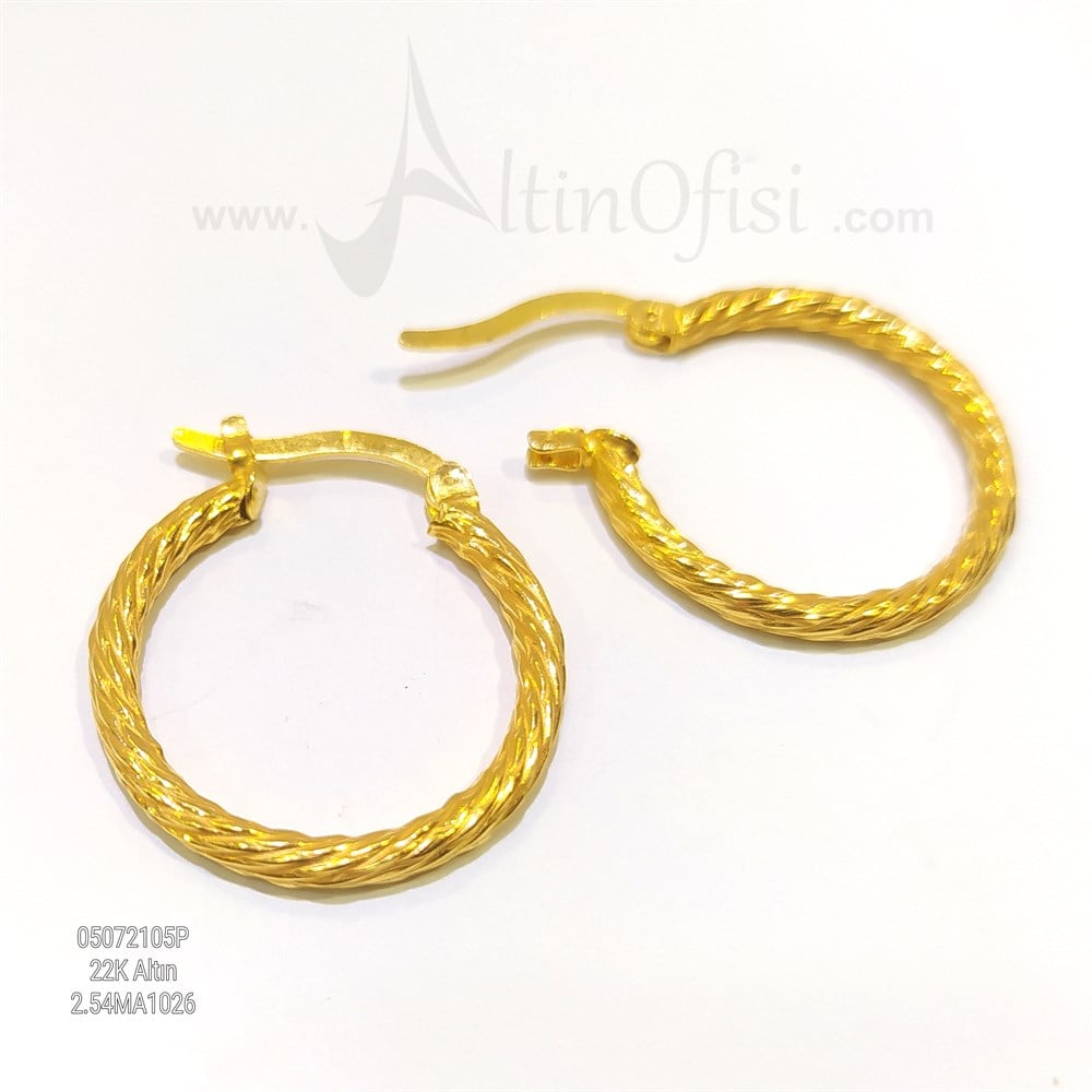 Burgu Halka Küpe  22 Ayar Altın