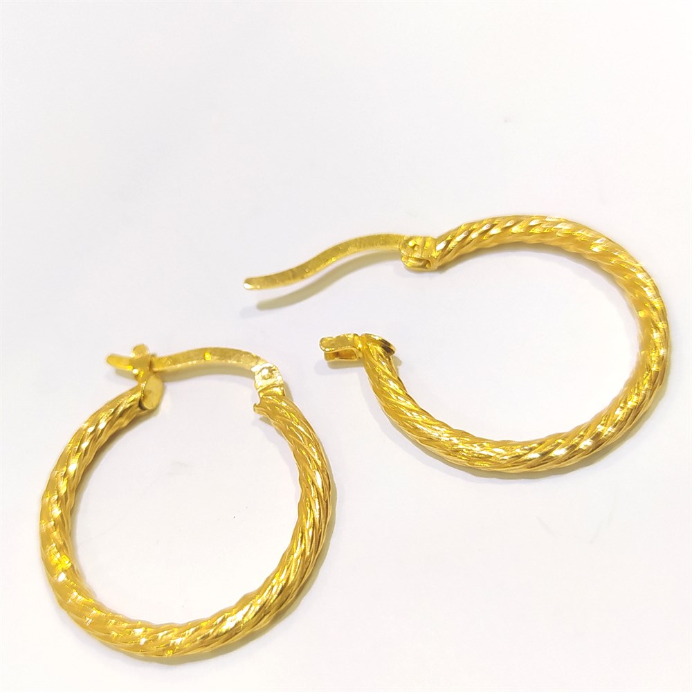 Burgu Halka Küpe  22 Ayar Altın