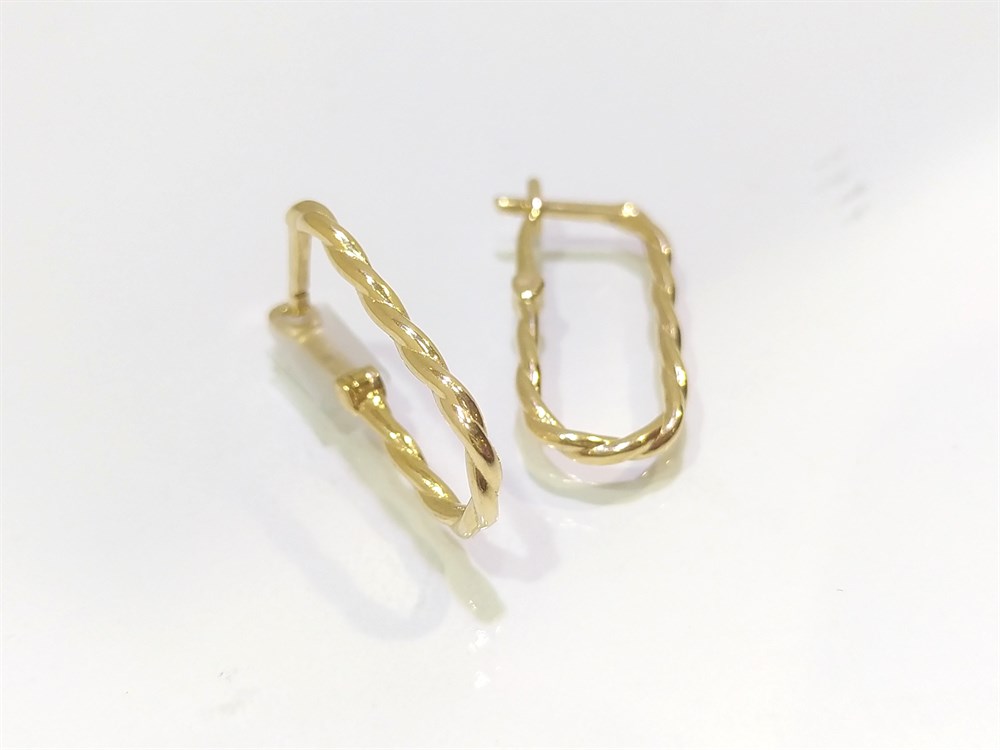 Burmalı Halka Küpe 14 Ayar Altın