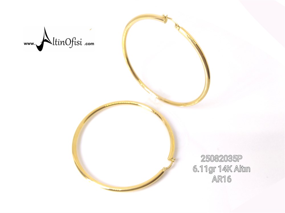 Büyük Boy Halka Küpe  14 Ayar Altın